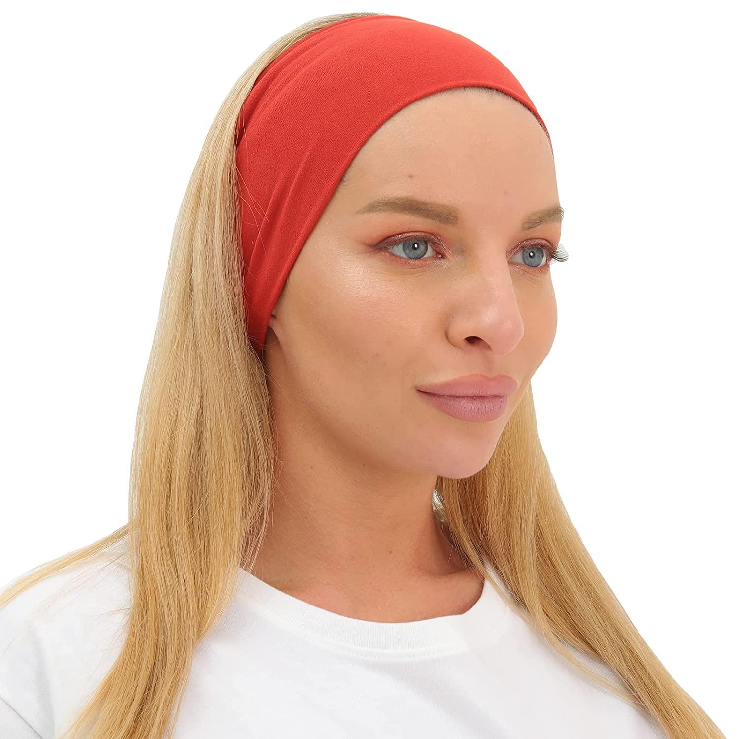 Workout Headbands for Women Non Slip 3 Pack- Sweat Wicking Hair Bands for  Yoga Fitness Sports Running,Elastic,Fits All Head Sizes and Under Helmets