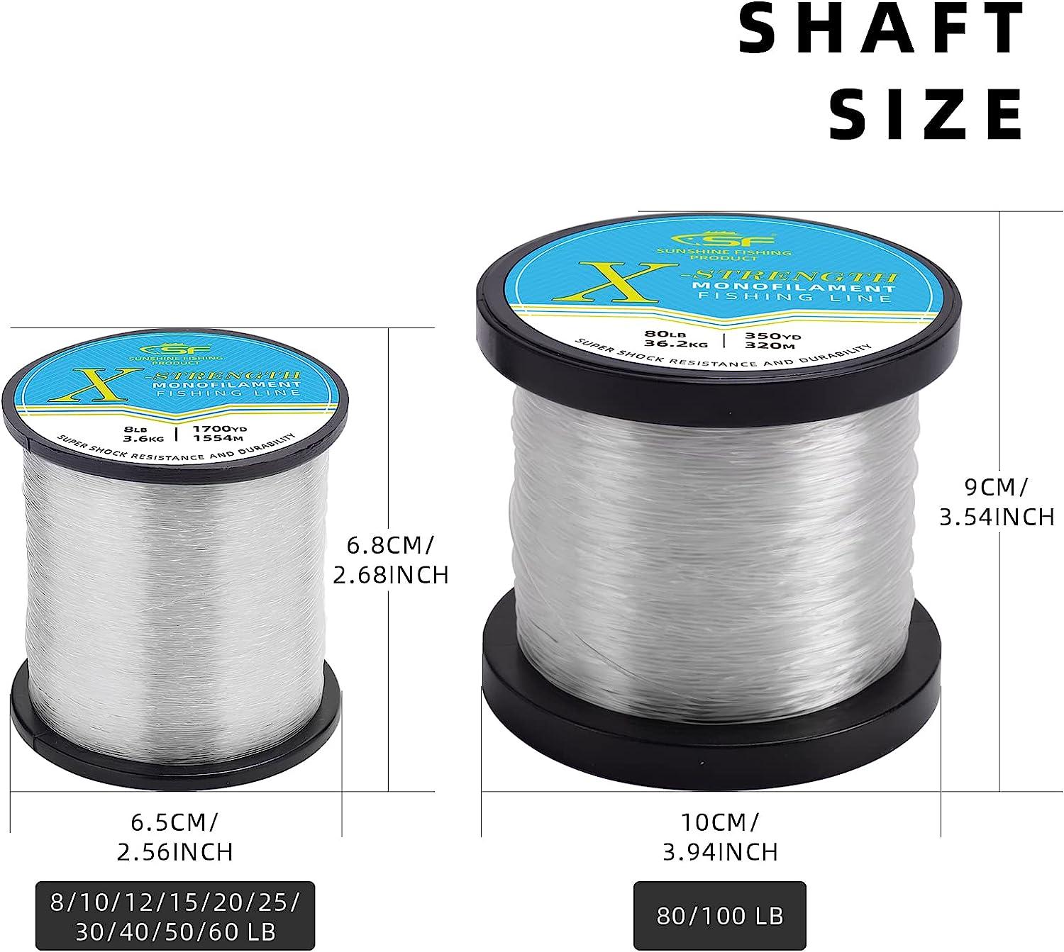 SF Monofilament Fishing Line with Spool Strong Mono Nylon Leader Line 8/10/ 12/15/20/25/30/40/50/60/80/100LB Clear/Green Fishing Wire Saltwater  Freshwater for Hanging Decorations Sewing Craft Balloons Clear  30LB/0.55mm/440Yds