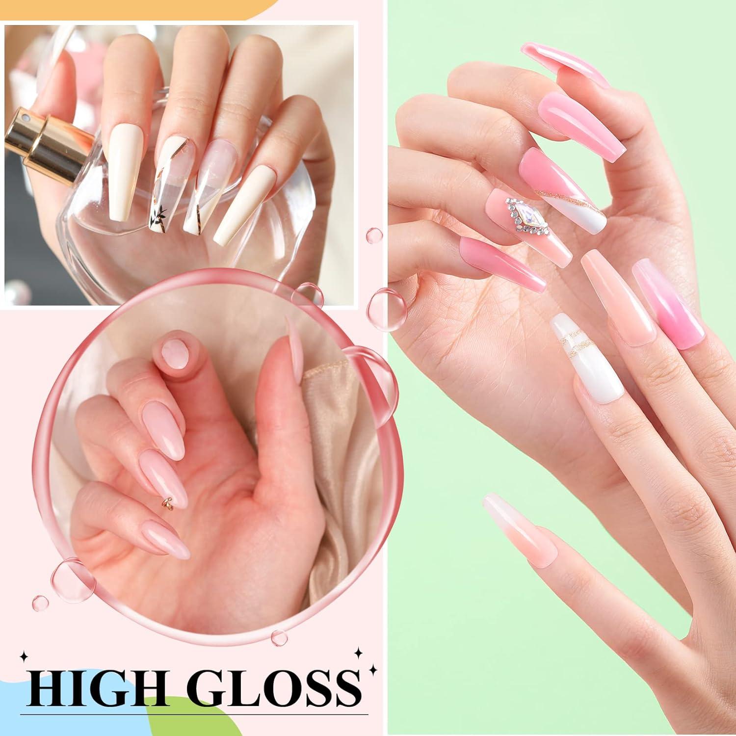 Buy Poly Nail Gel Set, Poly Nail Extension Gel, ROSALIND Clear Pink White  Nude Glitter Poly Nail Gel Enhancement, Poly Nail Gel Tube Gel Set 6 Colors  of Nail Art Decoration DIY