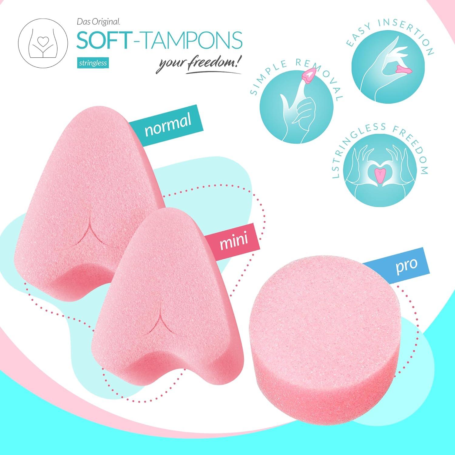 10x Freedom Soft Tampons Normal size Pink sponge Stringless for Sex Swim  Spa Box 4028403122330