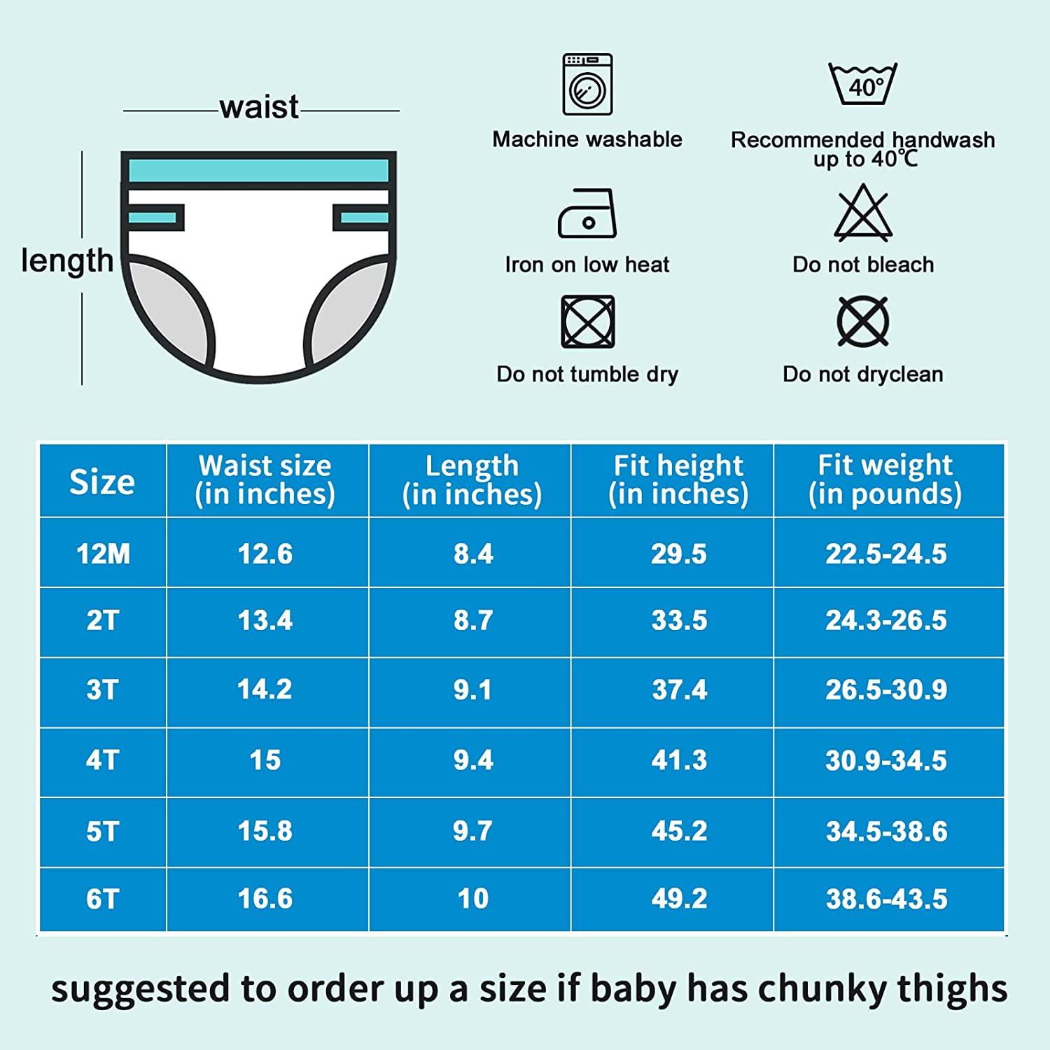MooMoo Baby Waterproof Training Pants Training Underwear 6 Packs Absorbent Toddler  Training Underpants for Potty Boys 2T Blue : : Clothing, Shoes &  Accessories