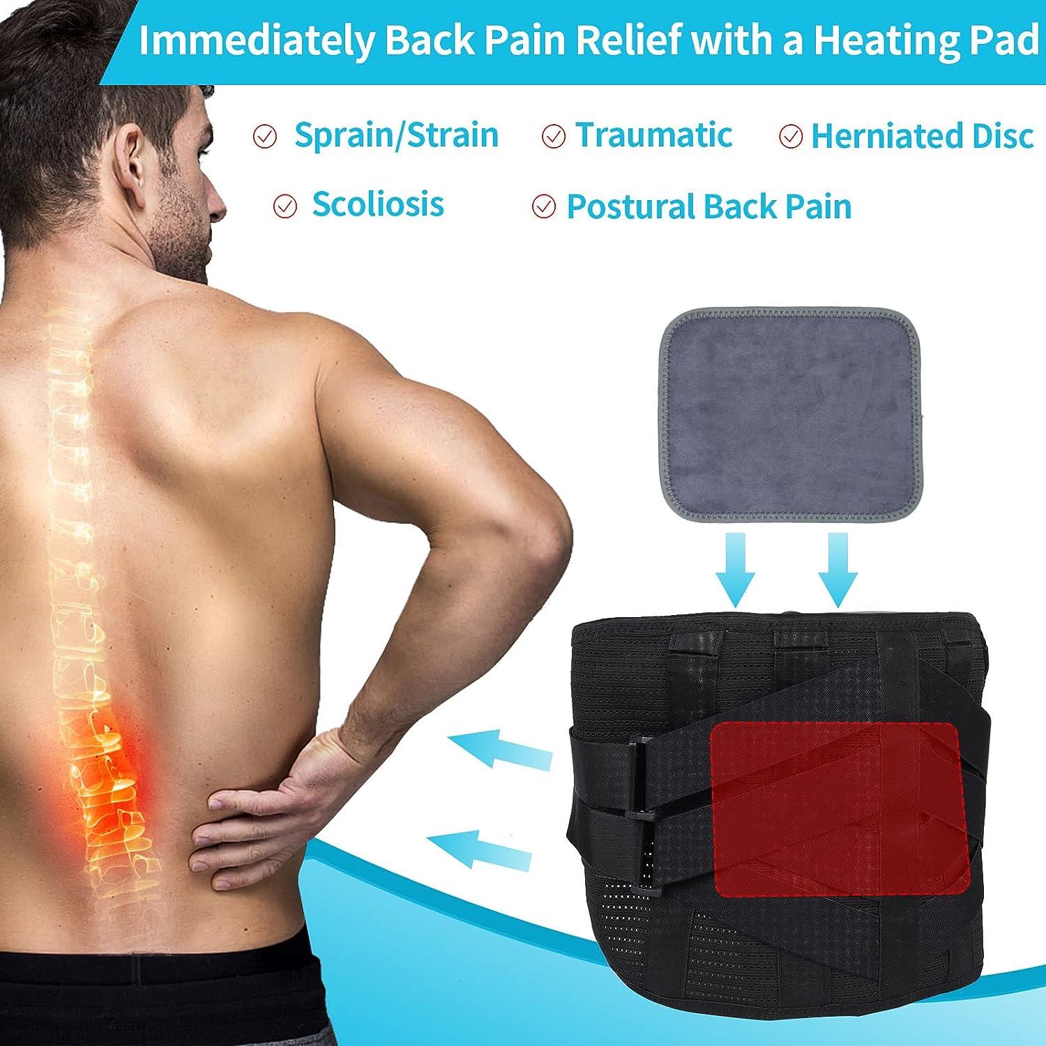 Cordless Heated Back Brace for Lower Back Pain Relief - Lumbar Support Belt  with Removable Heating Pad & 5000 mAh Battery for Men & Women Herniated