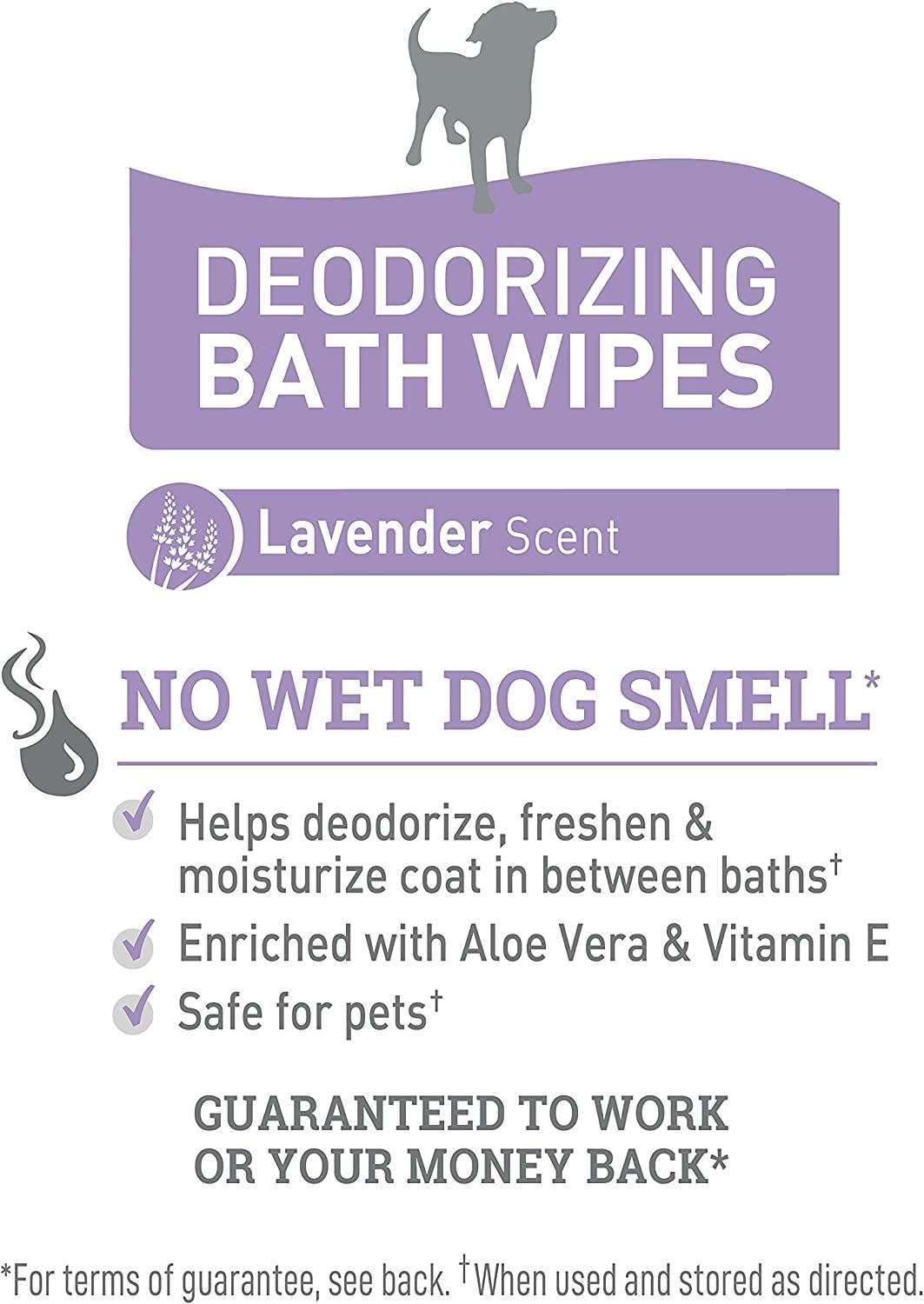 Nature's Miracle Deodorizing Lavender Scent Bath Wipes for Dogs