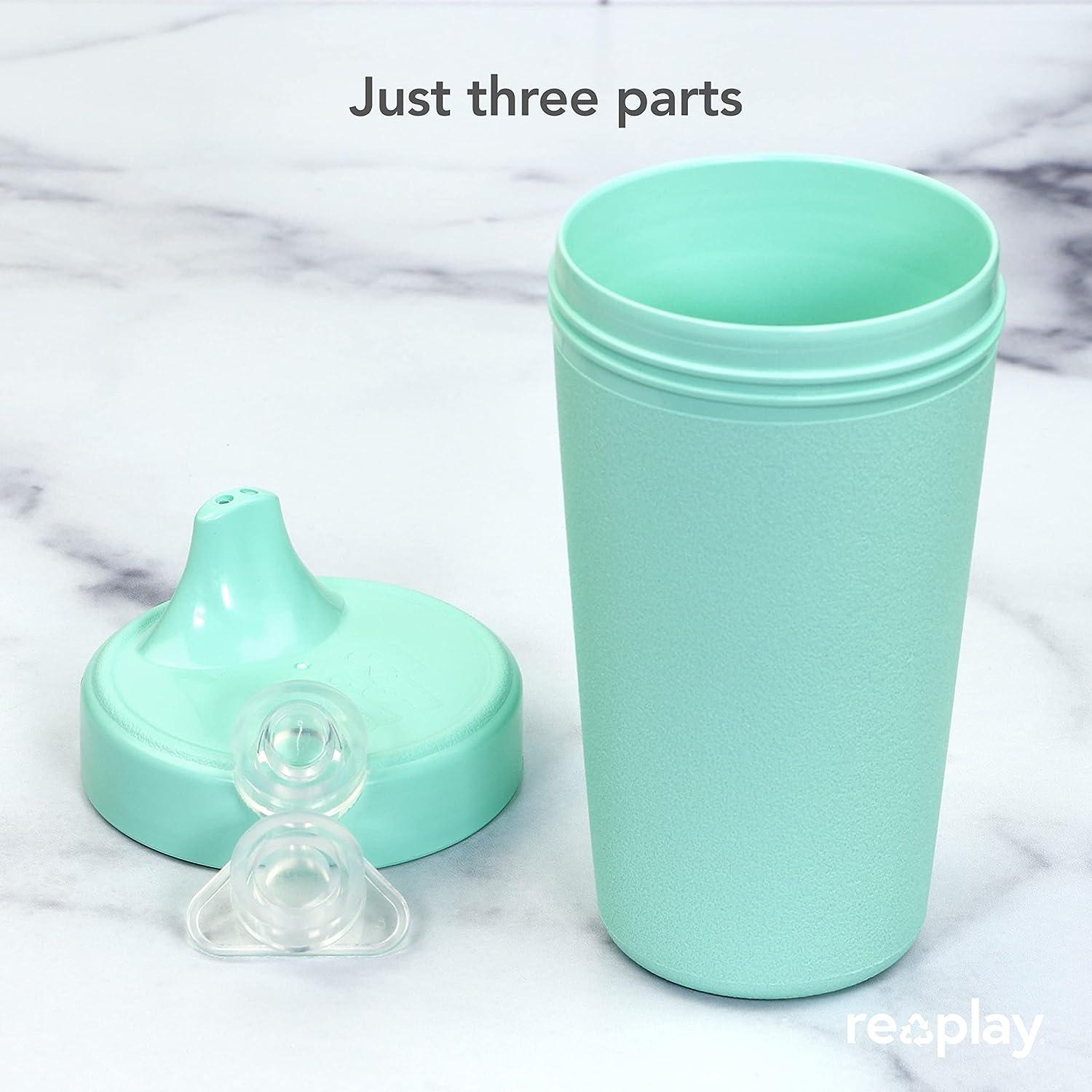 Re-Play Made in The USA No Spill Sippy Cups for Baby, Toddler, and Child  Feeding - Aqua, Sunny Yellow, Lime Green, Teal (Aqua Asst+), 4pk 