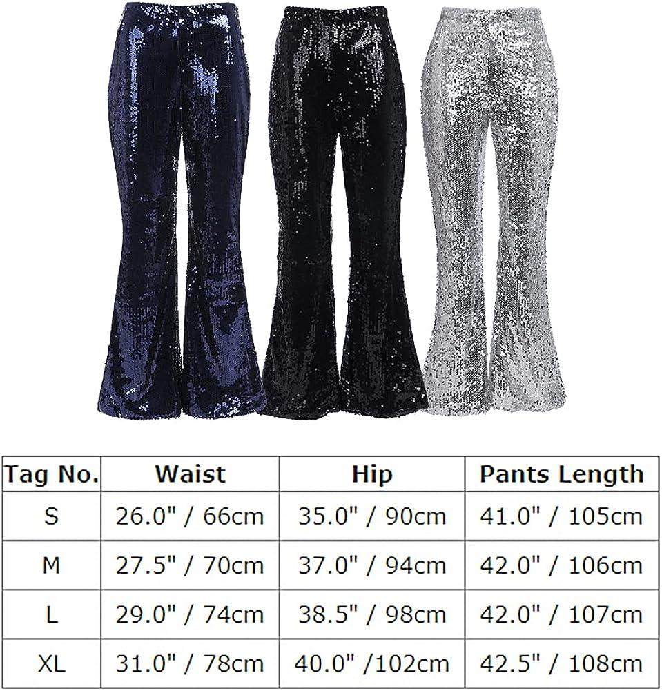 Black Sequin High Waist Tailored Flared Pants
