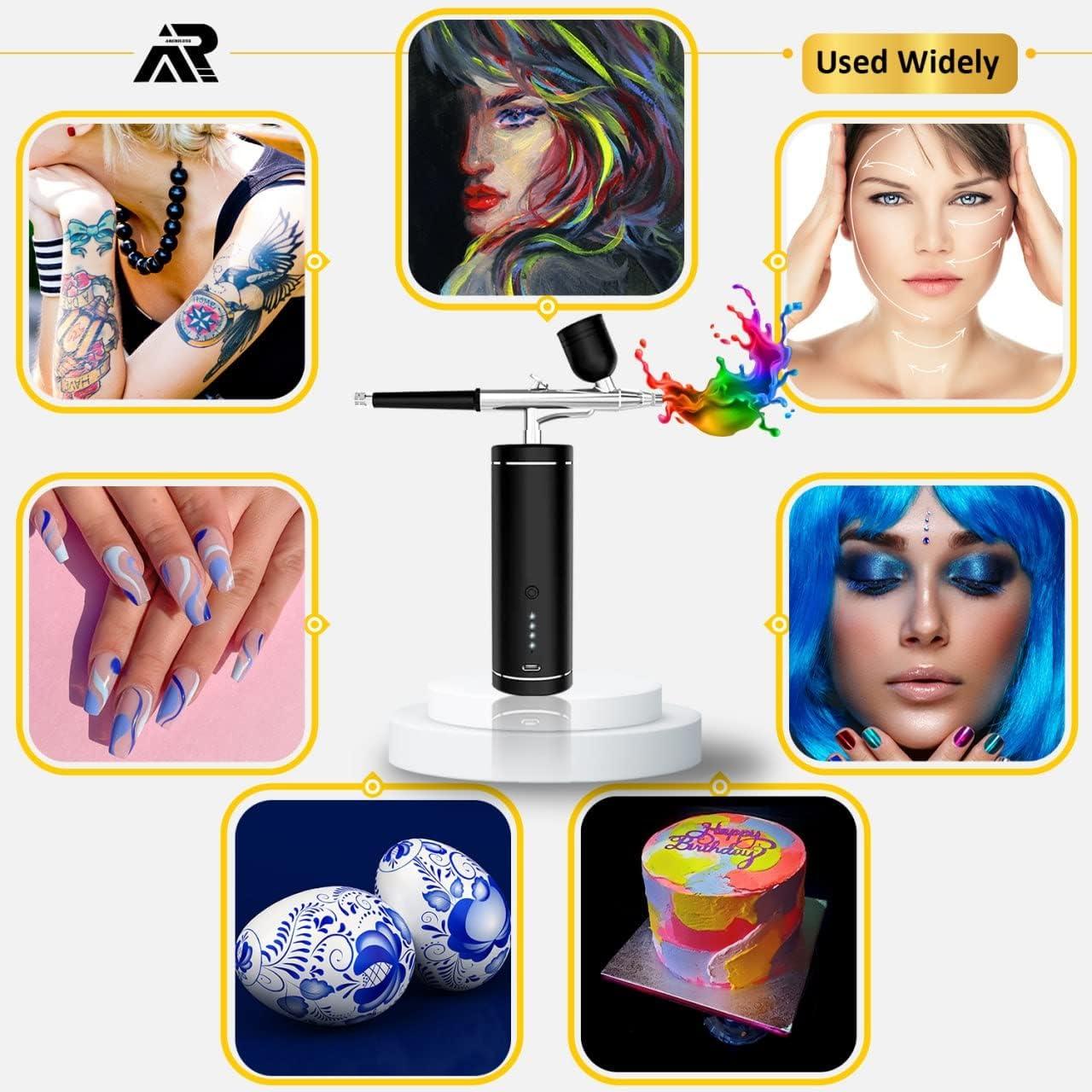 Airbrush Kit with Compressor 30PSI Portable Airbrush Gun Rechargeable  Handheld Cordless Air Brush for Nails Art Painting Cake Decor Cookie Mode  Makeup Barber(Black)