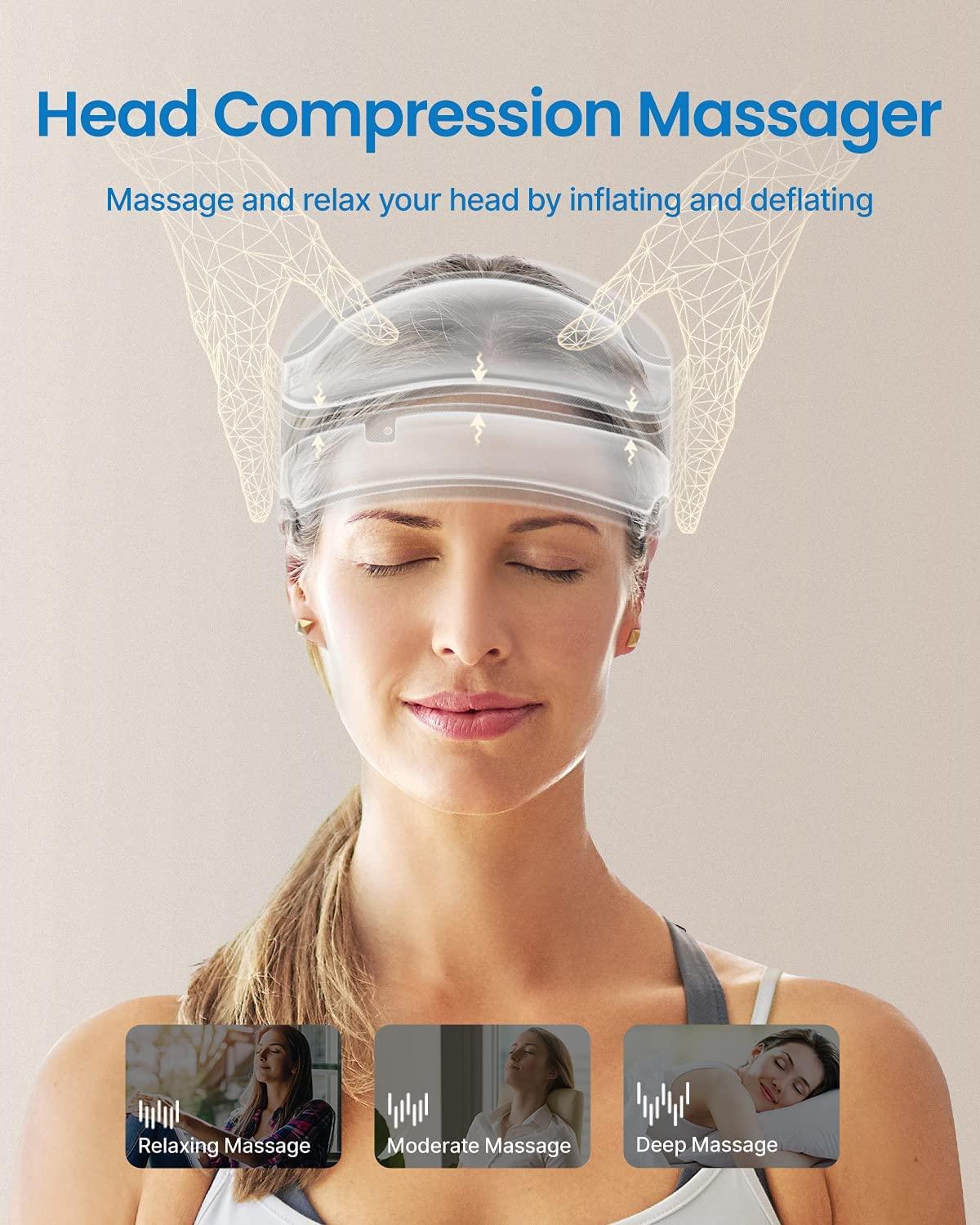 RENPHO Head Massager, Heated Head Mask, Portable Scalp Massager with 3  Modes 2 Heating, Adjustable Size for More People, Helps to Stress Relax, Migraines  Headaches, Father Gifts Dad Mom