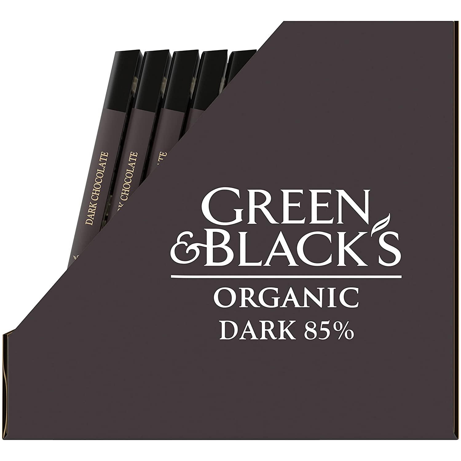 Green & Black's Organic Dark Chocolate Bar, 85% Cacao, 10 - 3.17 oz Bars  85% Cacao Dark Chocolate 3.17 Ounce (Pack of 10)