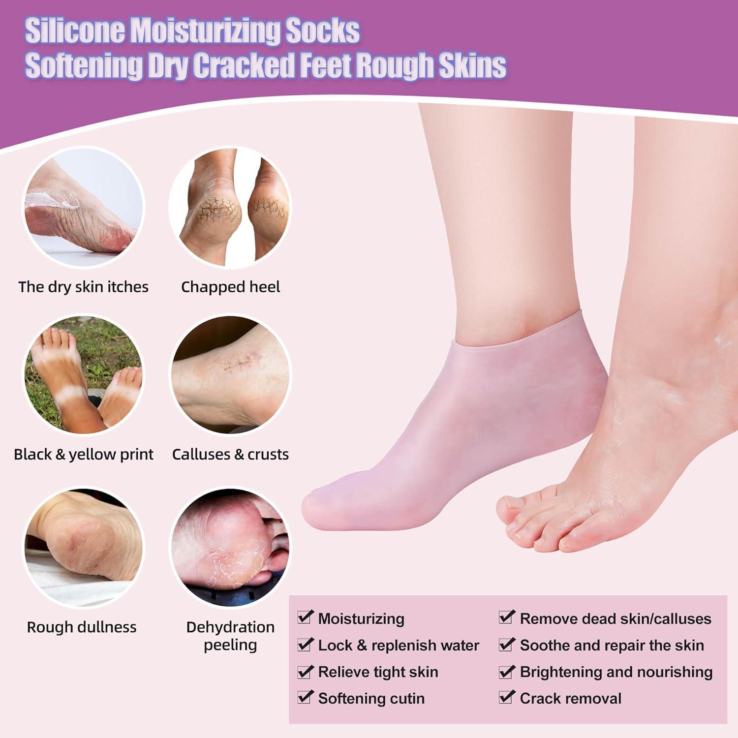 Silicone Soft Moisturizing Socks,1Pair Skin Rejuvenation Anti-Drying Socks  for Women