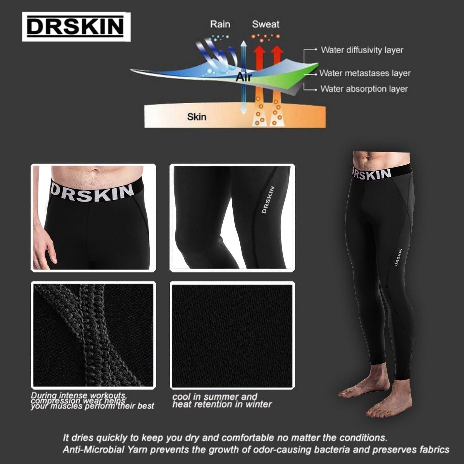DRSKIN Mens 3/4 Compression Pants Tights Leggings Shorts Sports Baselayer  Running Workout Active