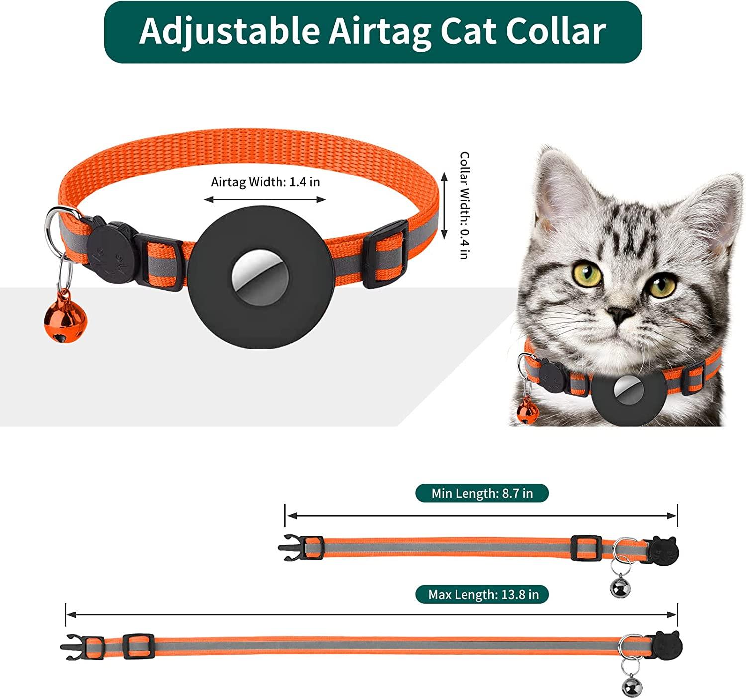 Airtag Cat Collar Breakaway, Reflective Kitten Collar with Apple Air Tag  Holder and Bell for Girl Boy Cats, 0.4 Inches in Width and  Lightweight(Black)