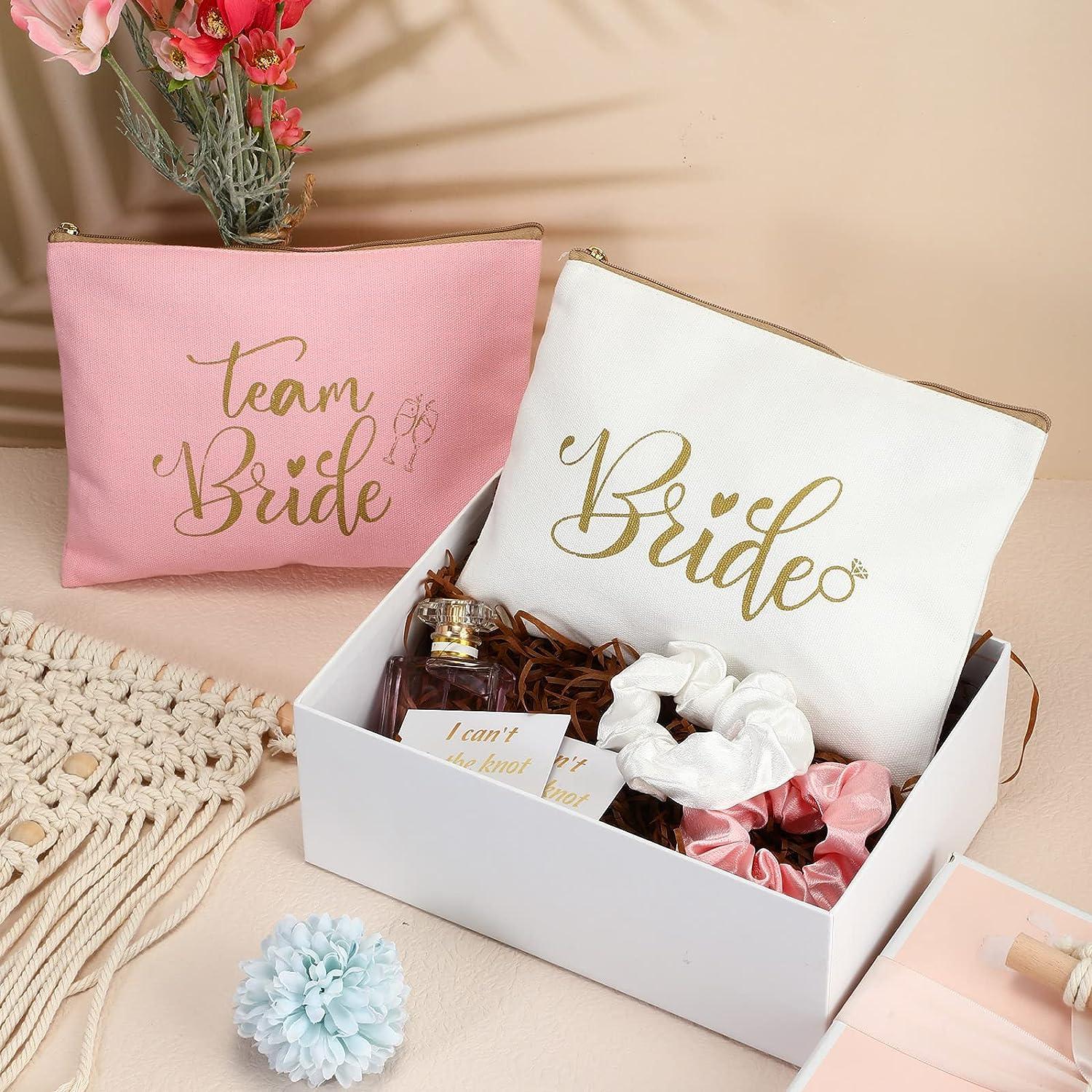 Amazon.com: Bridesmaids Gift Bags Proposal, Euro Style With Handle & Satin  Ribbon, Set Of 7. In Gold Foil For Bridal Party, Bachelorette Favors, I Do  Crew Or Team Bride Tribe Gifts. (White