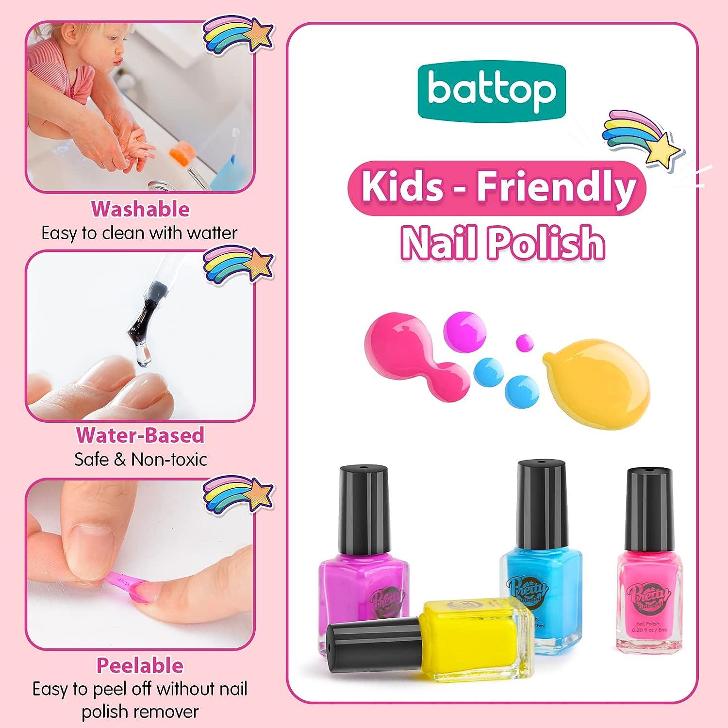 Kids Nail Polish Set for Girls, Nail Kit for Girls Ages 7-12, 3 in 1 Kids
