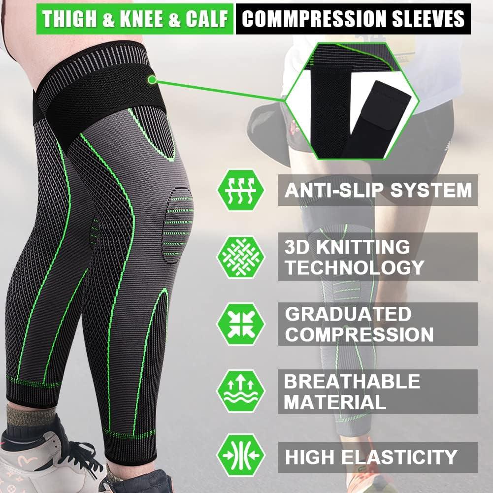 beister 1 Pair Full Leg Compression Sleeves for Women & Men, Extra