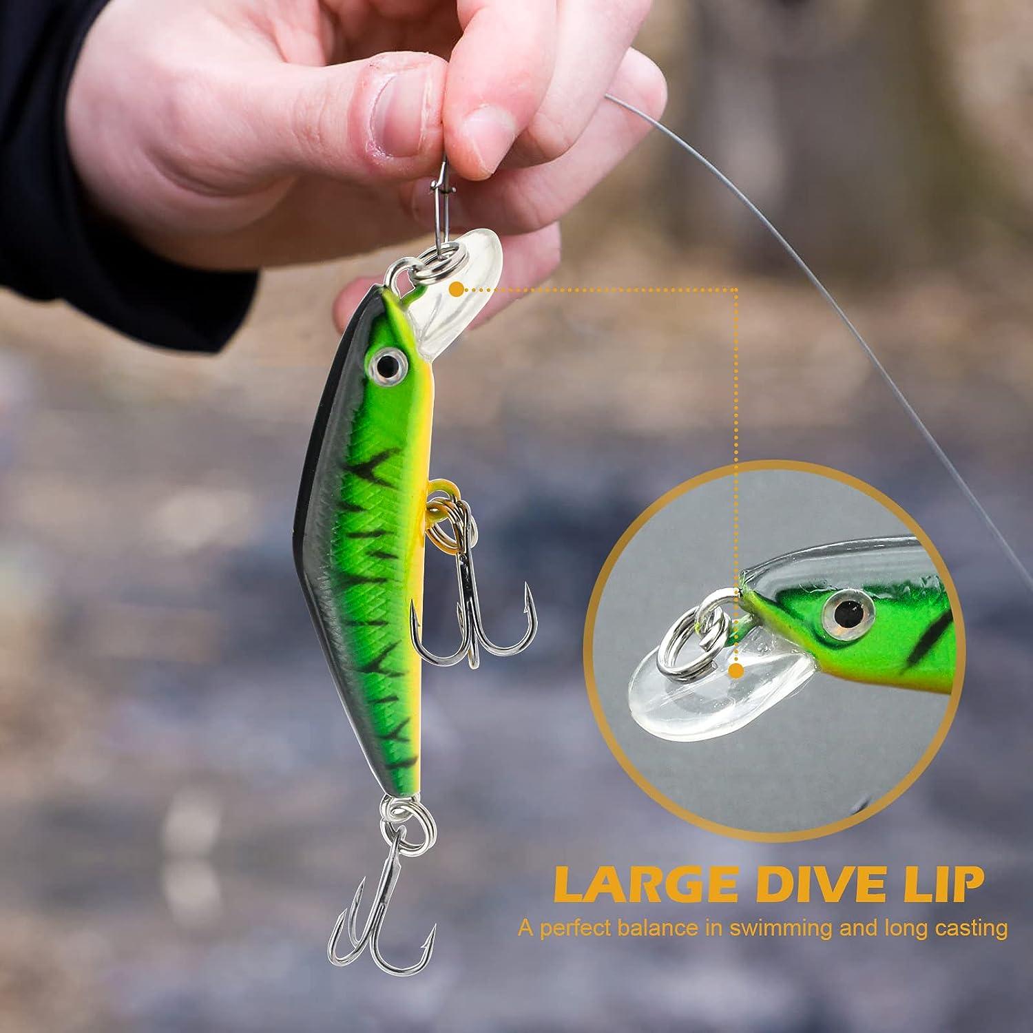 Fishing Lures, Minnow Popper Crank Baits Pencil Bass Trout Fishing Lures  with Hooks, Topwater Artificial Hard Swimbaits for Saltwater Freshwater  Trout Walleye Blueback Salmon Catfish A-10pc,2.68,0.1oz