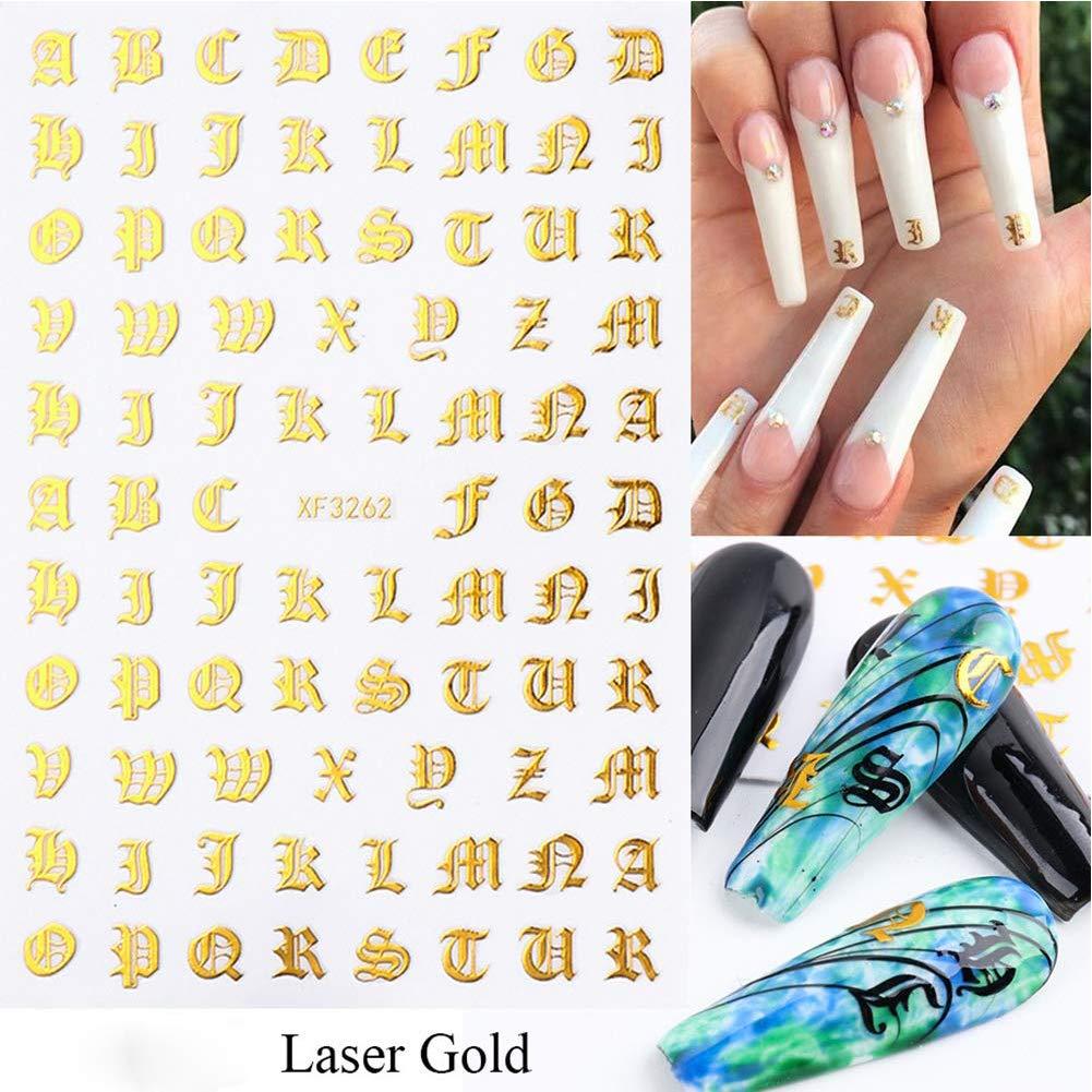 Letter Nail Stickers, 8 Sheets Self-Adhesive Nail Decal Colorful English  Alphabet Nail Art Decoration Design Supplies