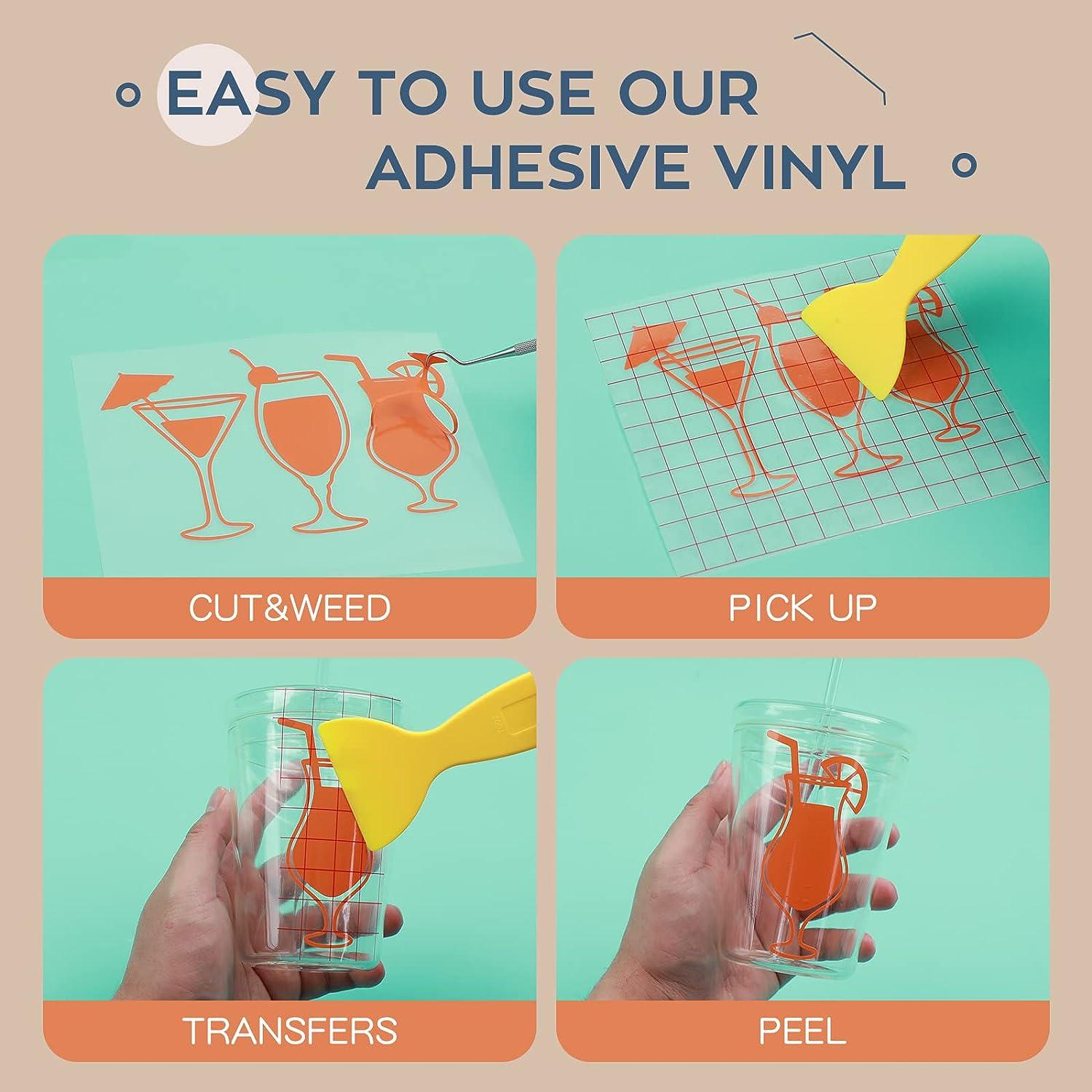 Permanent Adhesive Vinyl for Cricut 12 x 5 FT  Permanent Vinyl Rolls for  Cups, Glasses – HTVRONT