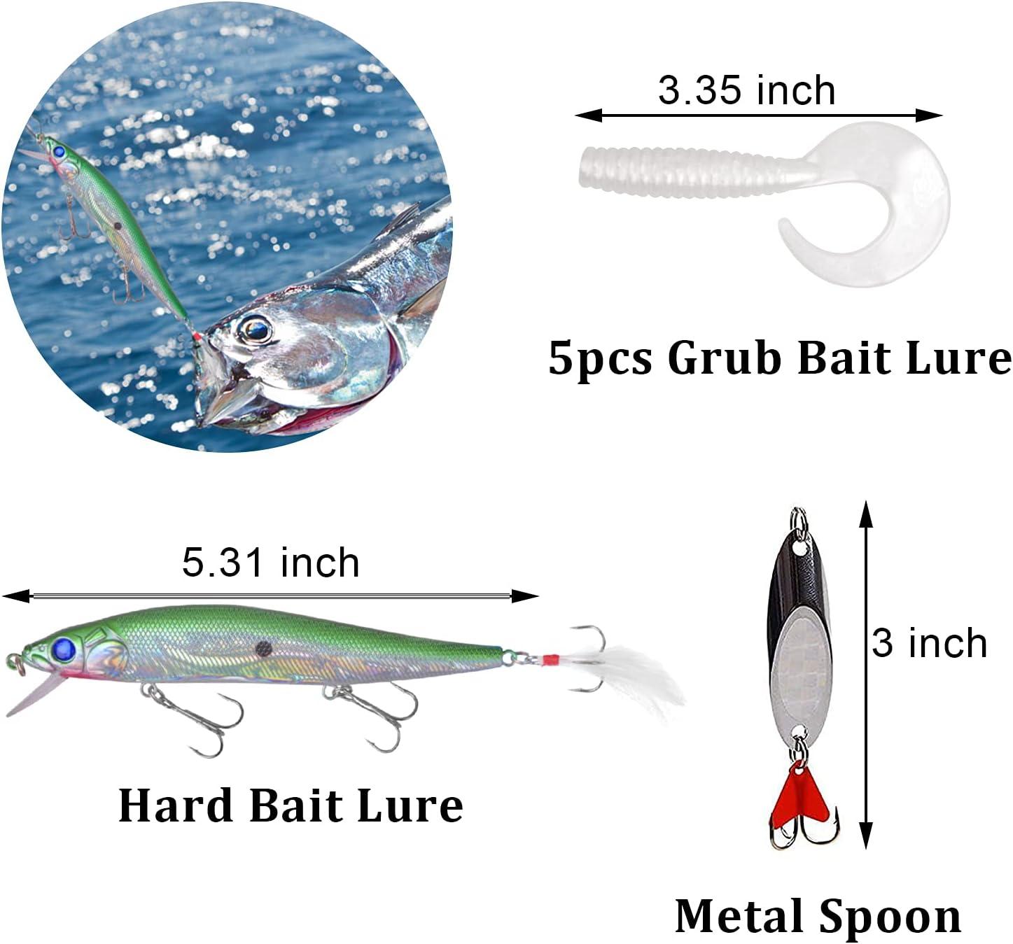 Tailored Tackle Surf Fishing Saltwater Lure Kit with Tackle Box Included  Silver Spoon Topwater Popper Jig Grub Lures for Ocean Beach Fish 
