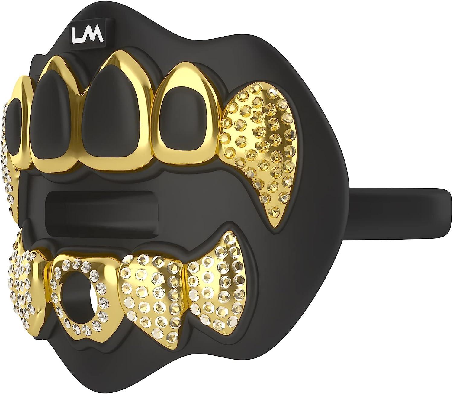 3D Chrome Grillz Mouthpiece, Gold/Black