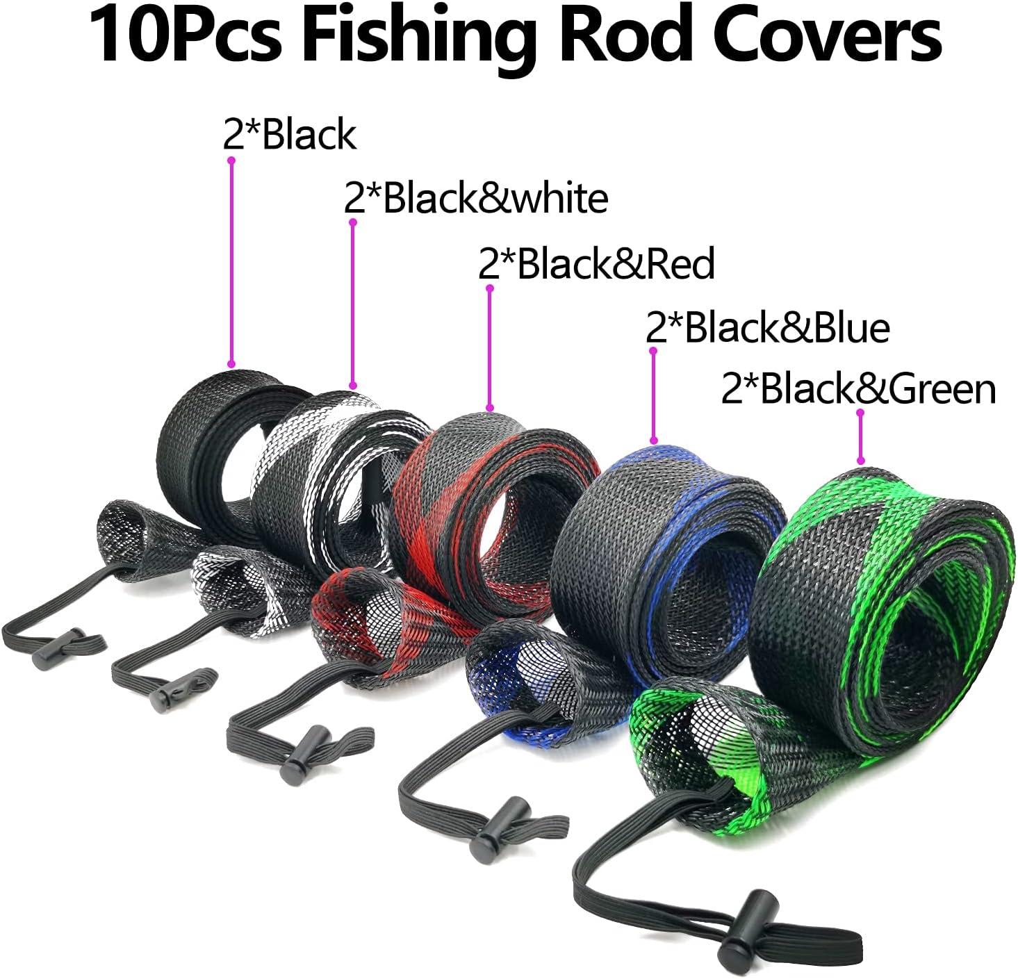 10Pcs Rod Sock Fishing Rod Sleeve Rod Cover Braided Mesh Rod