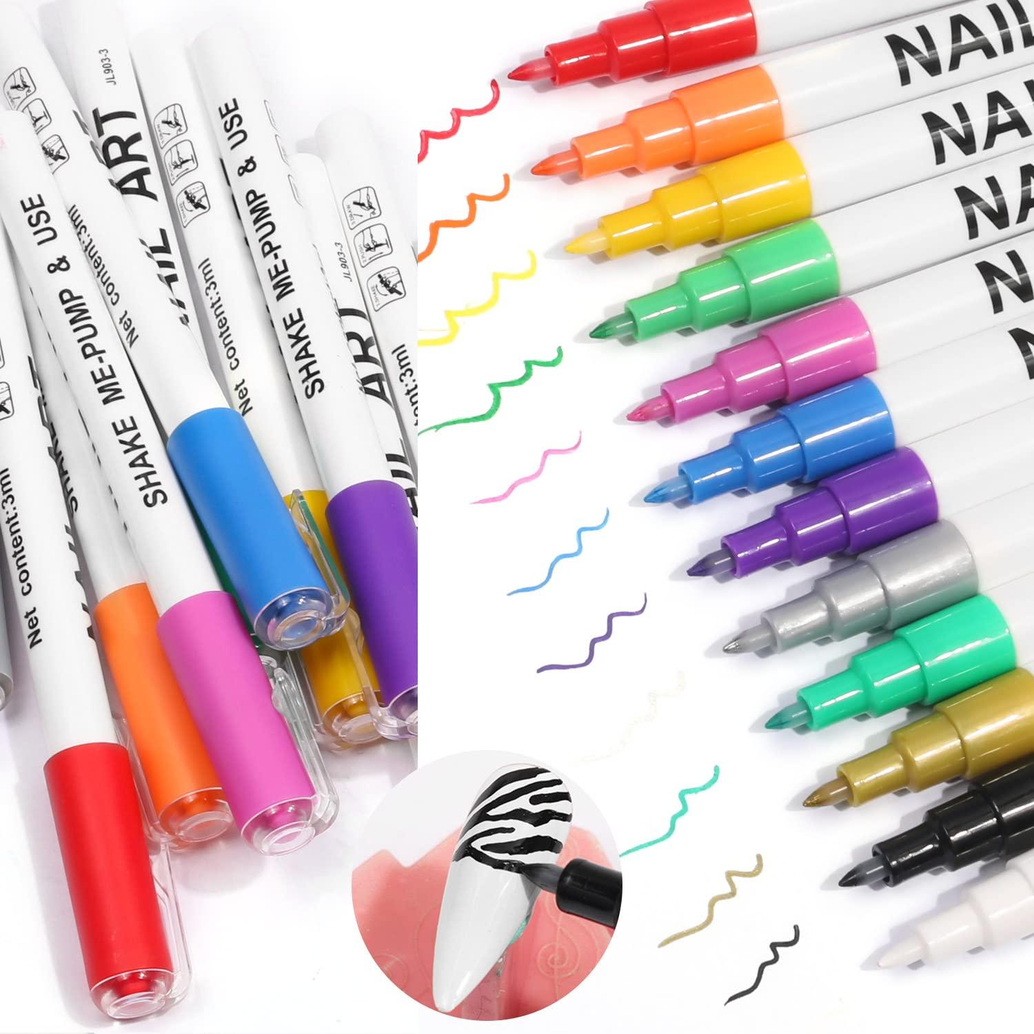 1PC Nail Art Pens, Quick Dry Nail Graffiti Pen, Nail Point Drawing Painting  Dotting Pen Flower Hook Line DIY Beauty Manicure Tools