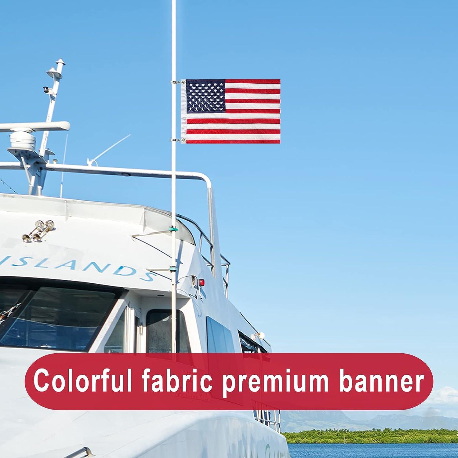 Yafeco U.S. 50 Star Sewn Boat Flag with 4 Boat Flag Pole Kits16 x
