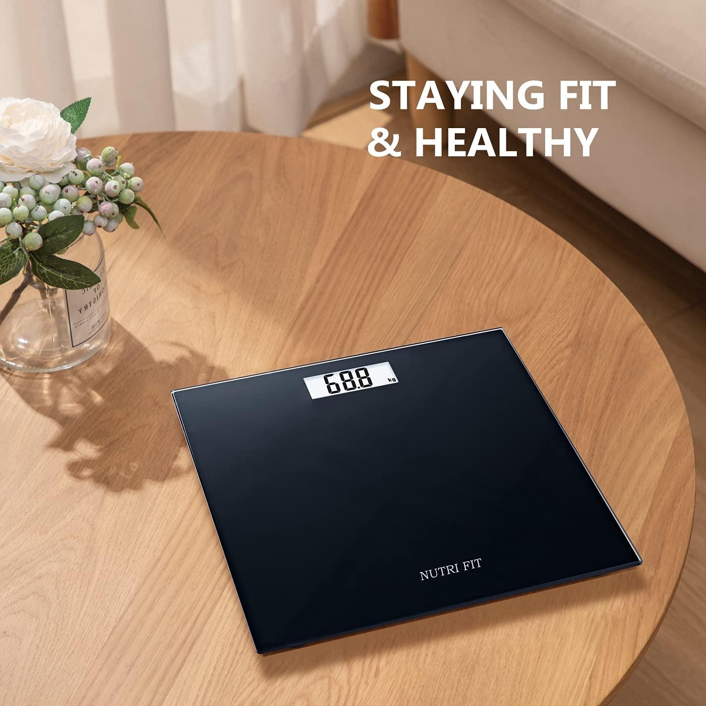  NUTRI FIT Extra-Wide/Ultra-Thick Digital Body Weight Bathroom  Scale with 3 Inch Large Easy Read Backlit LCD Display Max Capacity 400lb  Step-on Technology, Black : Health & Household