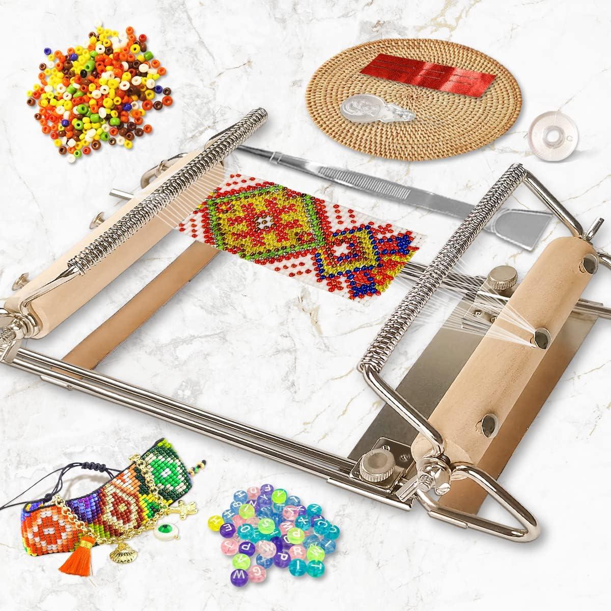 PP OPOUNT Bead Loom Kit, Beading Supplies with 9700 PCS Seed Beads, Tray,  Scissors Making Accessories, Beading Loom Kits for Adults Jewelry Making