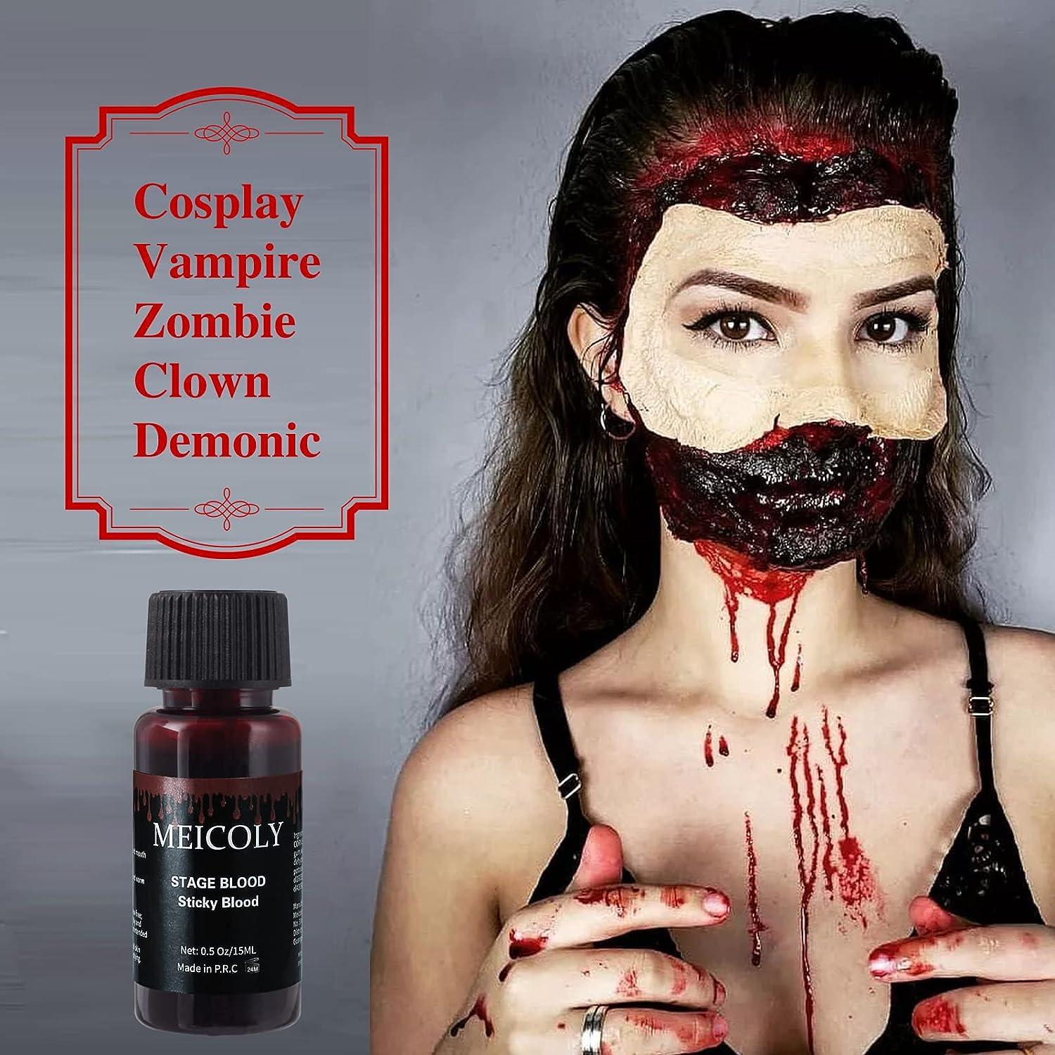 CCBeauty Fake Blood Washable, Stage Blood Makeup, Safe Realistic Edible  Scab Bloods for Clothes, Vampire Makeup for Halloween Costume,Theater