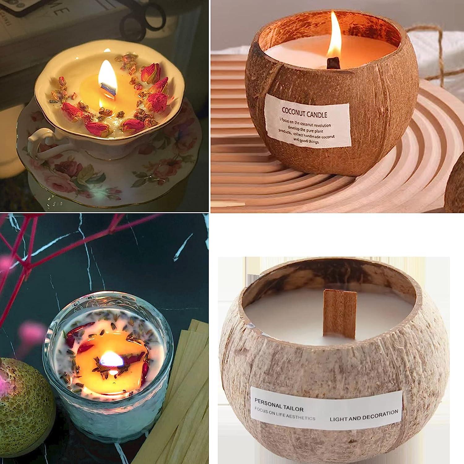 10Pcs Wood Candle Wicks Candle Cores Natural Wood Wick with Iron Stand DIY  Handmade Craft Making