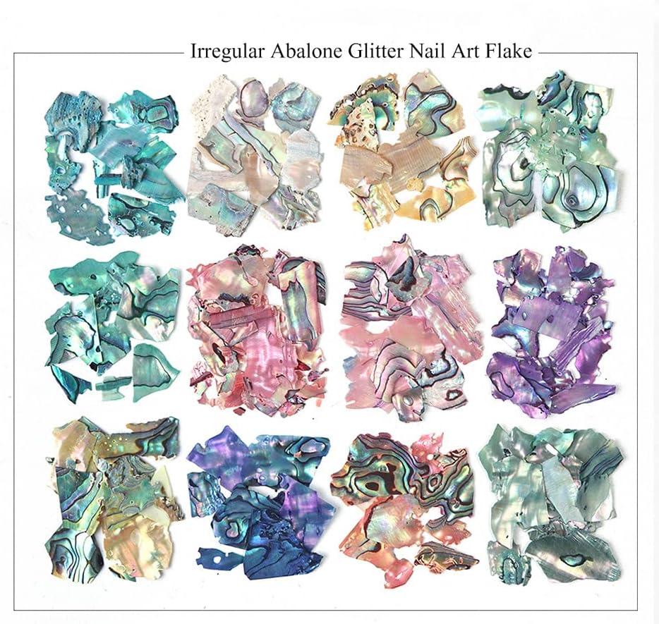 Abalone Shell Flakes for Nail Art CHANGAR Colorful Seashell Nail Art  Sequins Glitter Irregular Abalone Seashell Nail Art Slices Manicure DIY  Paillette Accessories