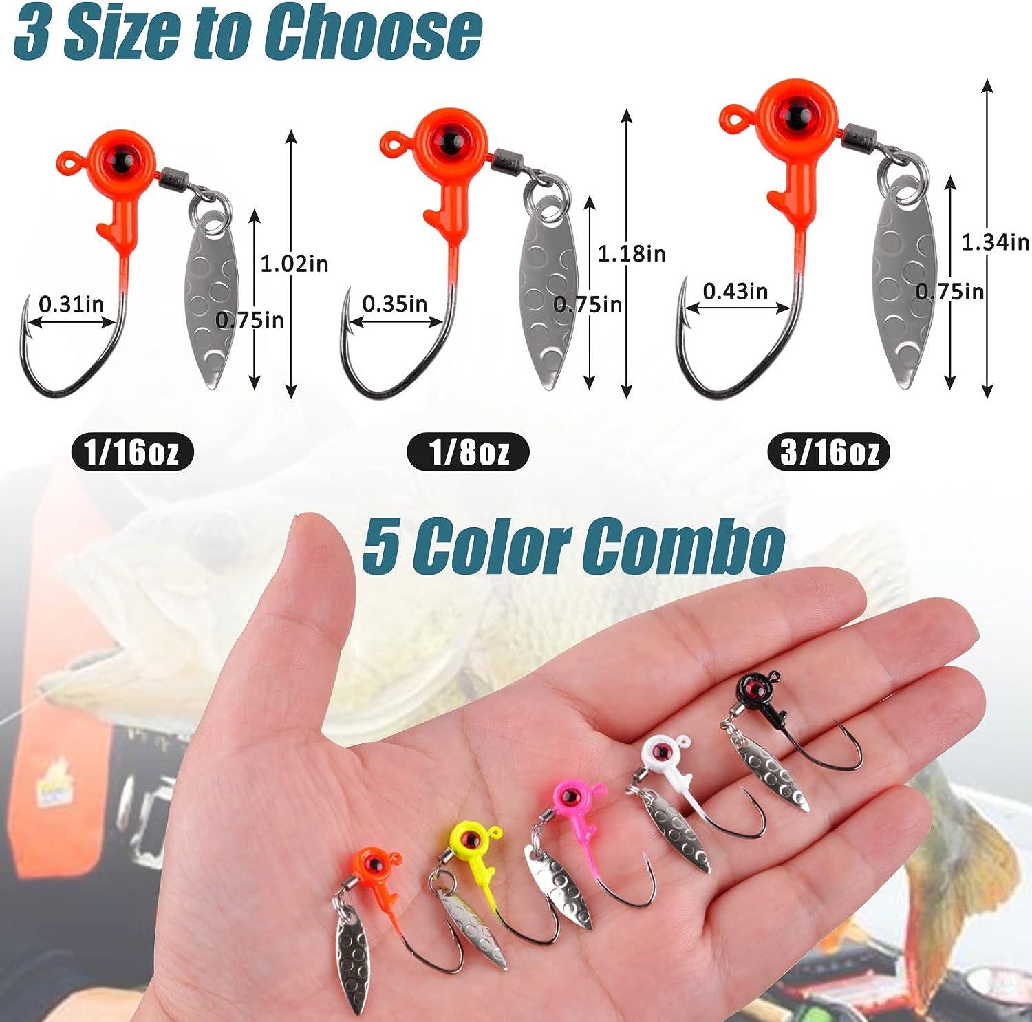 Fishing Jig Heads Hooks Round Ball Jig Heads Unpainted Head Jig Hooks with  Barb Sharp Fishing Jig Hooks for Soft Plastic Bait Bass Trout Crappie