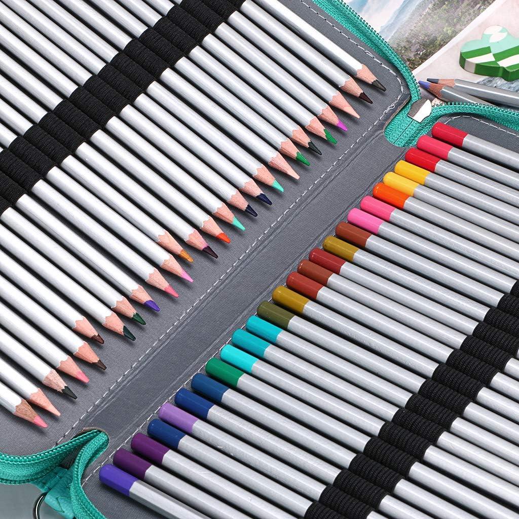 BTSKY Colored Pencil Case Holder- Big Capacity Deluxe PU Leather Storage  Pencil Organizer Holds 160 Pencils with Handle Strap for School College