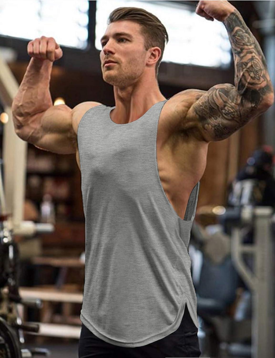 Men's Tank Tops Dry Workout Tank Top Gym Muscle Tee Fitness Bodybuilding  Sleeveless T Shirt Tank Top Beach