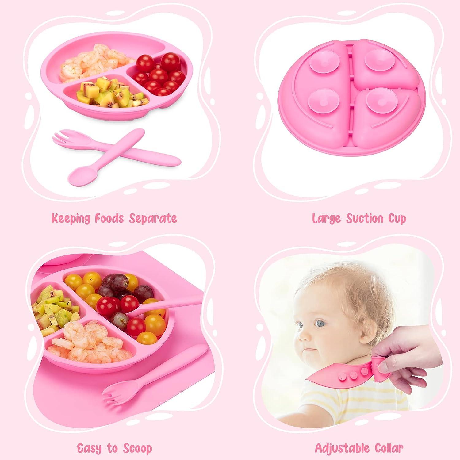 Baby Pastels - Baby Feeding Set - Baby Led Weaning Supplies - Silicone  Suction Utensils/Cutlery/Dishes/Dinnerware for 6-36 Months - Bowl, Plate,  Spoon