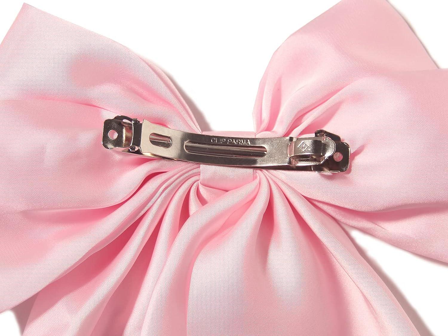 Women Big Bow Barrettes Girl's Satin Hairclips Long Ribbon Hair Pins for  Party Bow Hair Clips for Women Pink Hair Bow Hair Accessories for Women  Hair Bows for Girls Bowknot Hairpin with