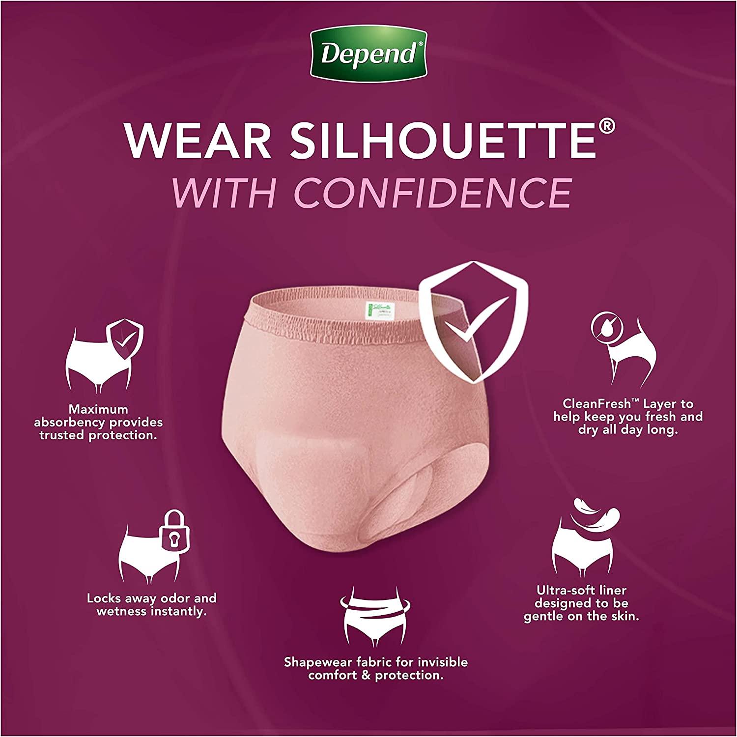 Depend Silhouette Maximum Absorbency Large Pink Incontinence & Postpartum  Underwear for Women, 12 ct - Jay C Food Stores