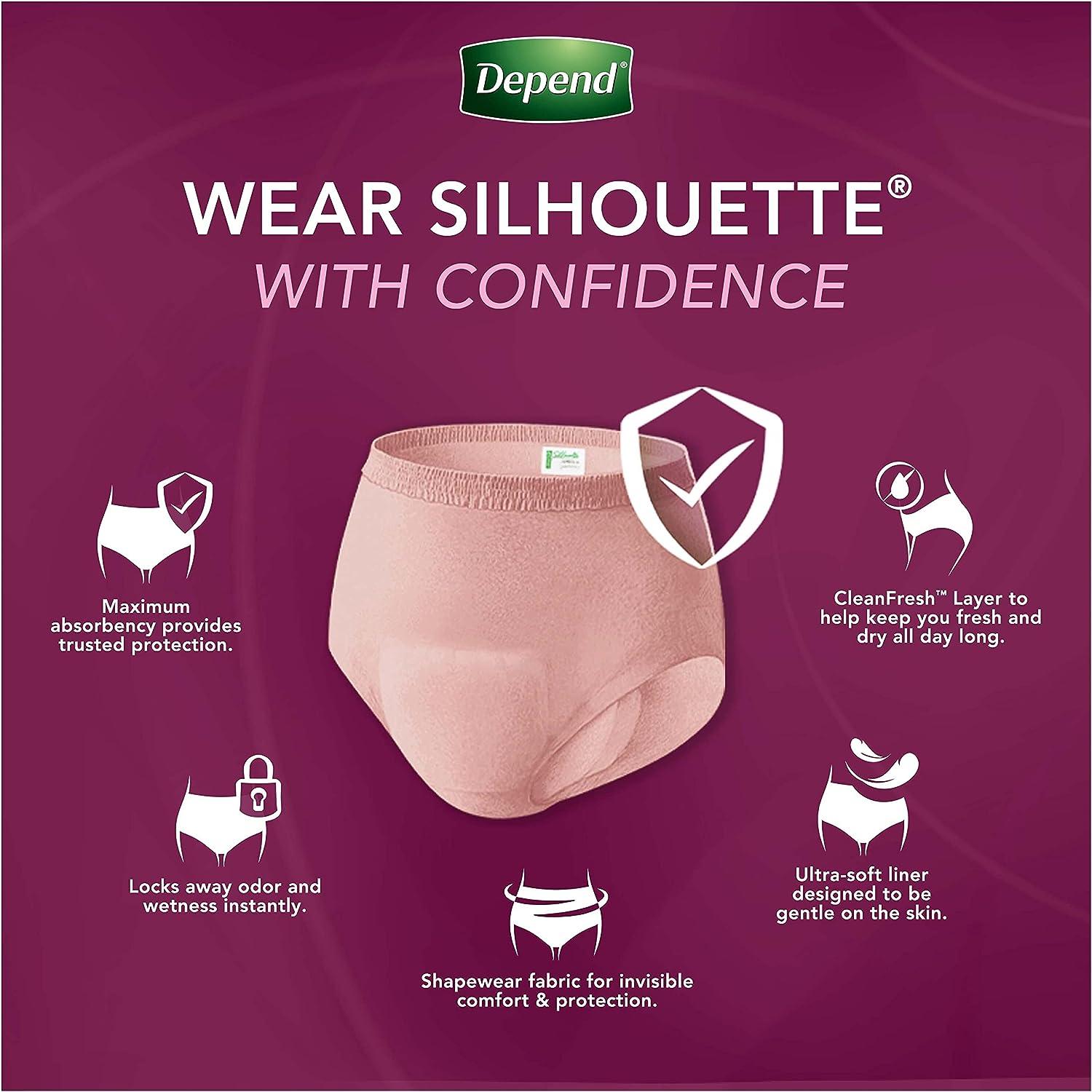 Incontinence Underwear, Depends Silhouette Briefs