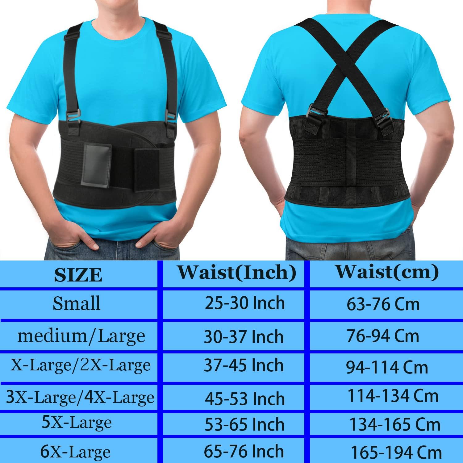 PAZAPO Back Brace Men and Women - Lower Lumbar Support for Heavy Lifting -  Lower Back Support Belt with Removable Suspenders - Adjustable Back Belt  for Workout, Back Pain Relief(XL/XXL(37-45 Inches) X-Large/XX-Large(37-45