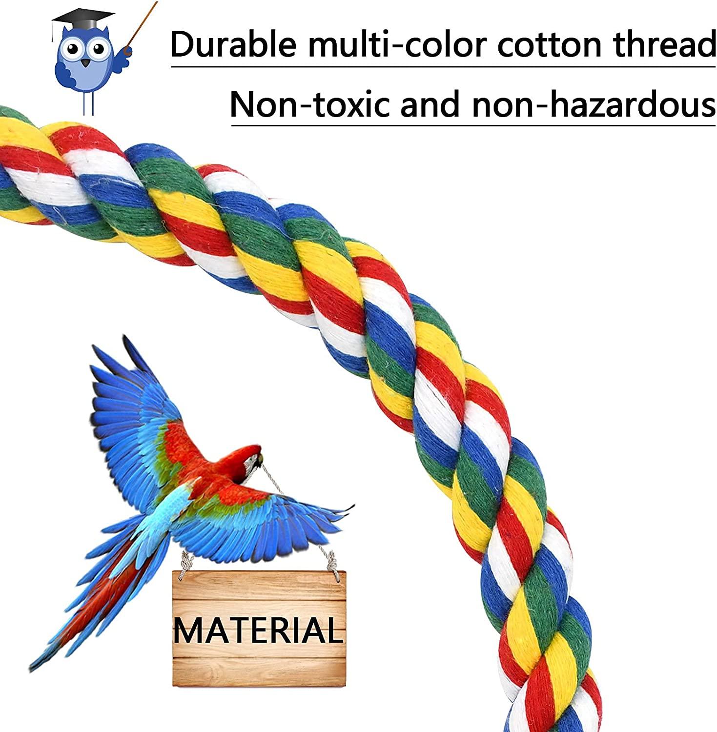  Bird Rope Perch for Parrots, Cockatiels, Parakeets, Budgie  Cages Comfy Birds Colorful Rope Perches Toy (41inch Metal nut) : Pet  Supplies