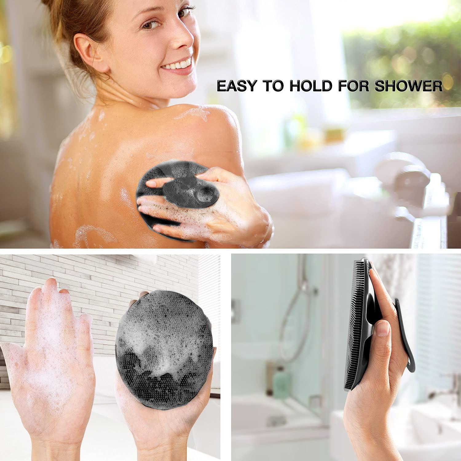 Metene Soft Silicone Body Scrubber, Exfoliating Shower Scrubber for Cleansing Skin, Lathers Well, Size: One size, Black