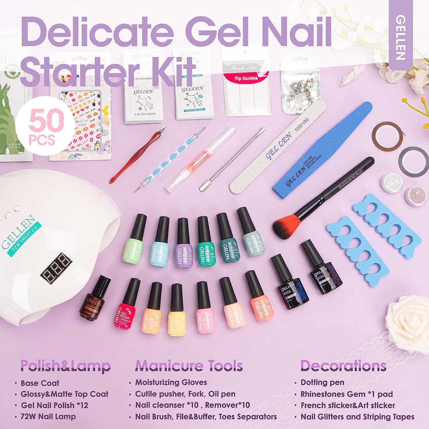 Gellen Gel Nail Polish Starter Kit, Gel Polish 6 Colors Sweet Candy with UV  Light, Soak Off Nail Gel Polish Set with Base Top Coat Manicure Tools, Nail  Art Gift for Girls 