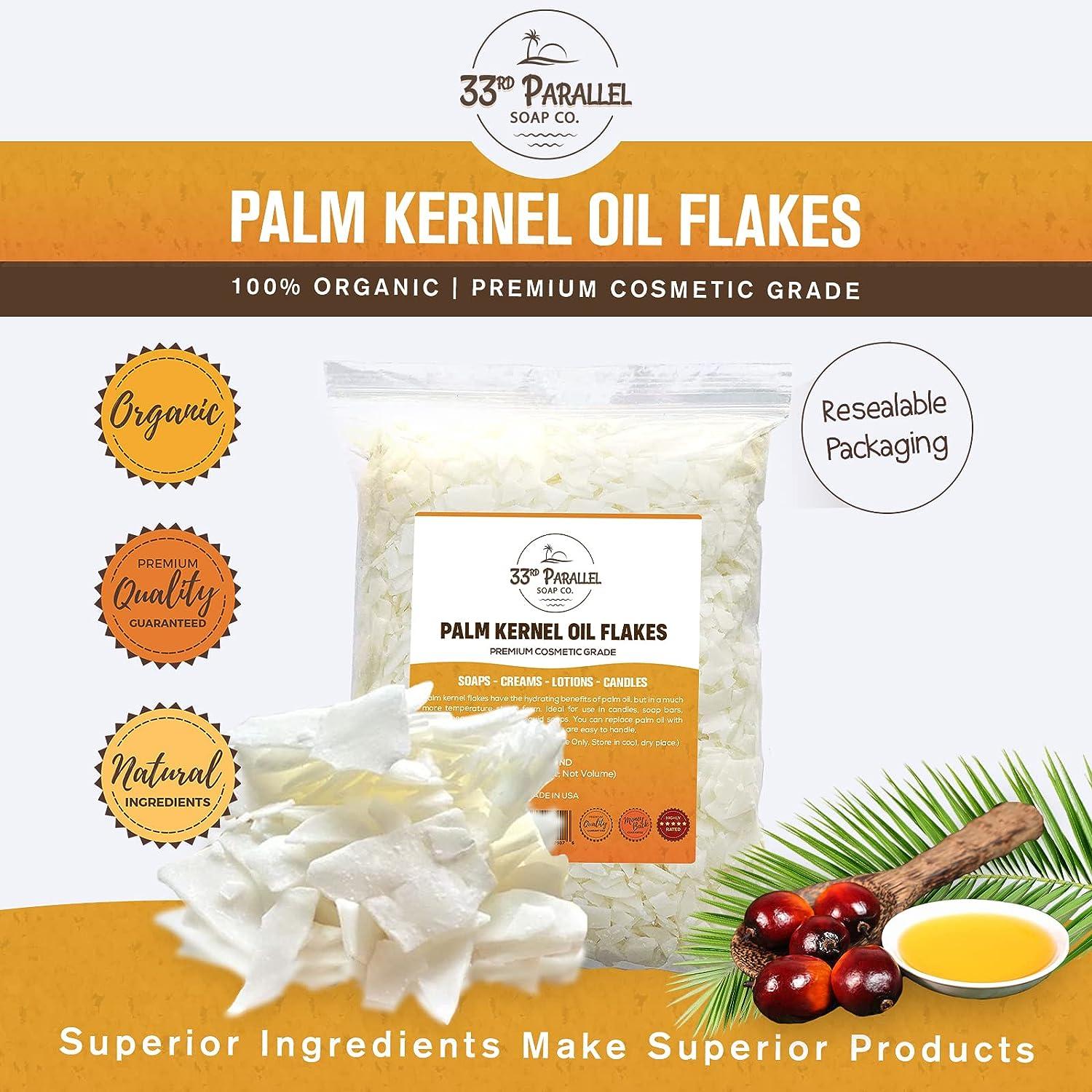 Organic Palm Kernel Oil Flakes | Organic Premium Cosmetic Grade Palm Kernel Oil Flakes for Soap Making, Creams, Lotions & Candle Making | Sizes 1 to 5