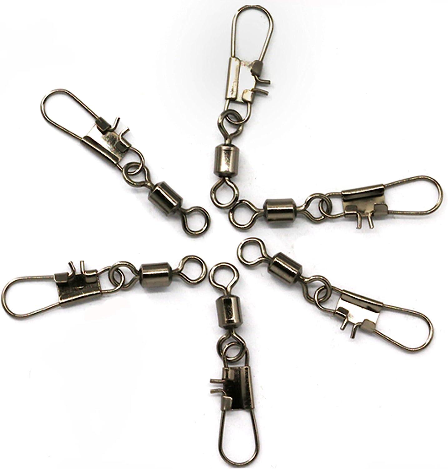 Barrel Snap Swivels Fishing, 100pcs Rolling Swivel with Safety