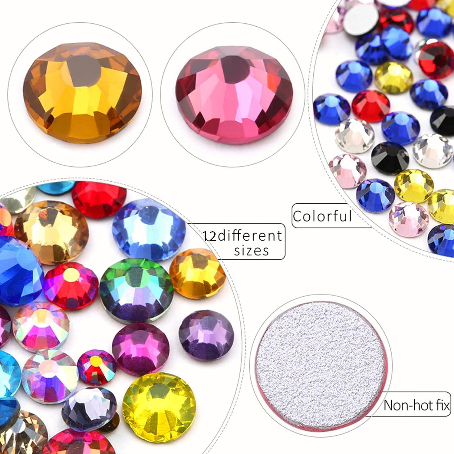 RODAKY 6000Pcs Transparent Resin Flatback Rhinestones for Nails,2-6MM Clear  Red AB Crystal Jelly Rhinestones for Crafts Face Gems Nail Art Kit for