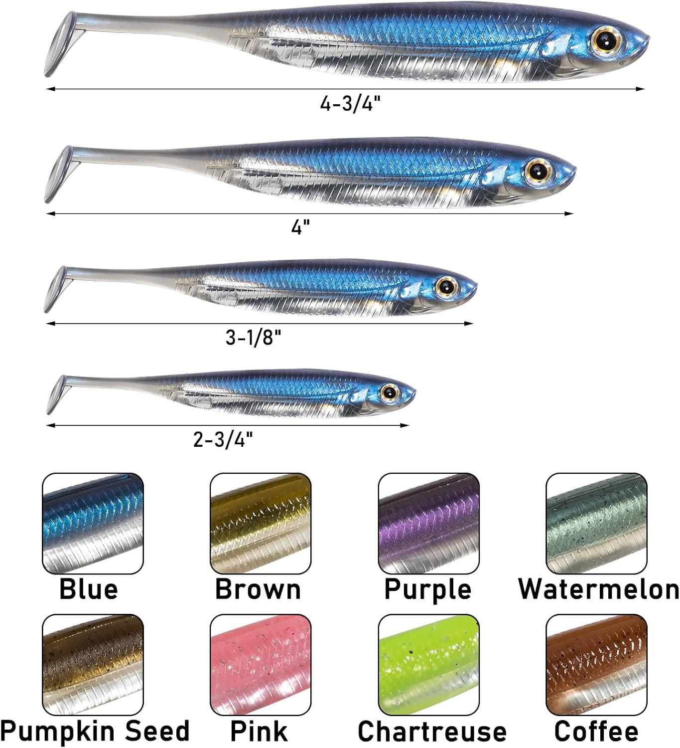Dr.Fish Paddle Tail Swimbaits Soft Plastic Fishing Lures for Bass