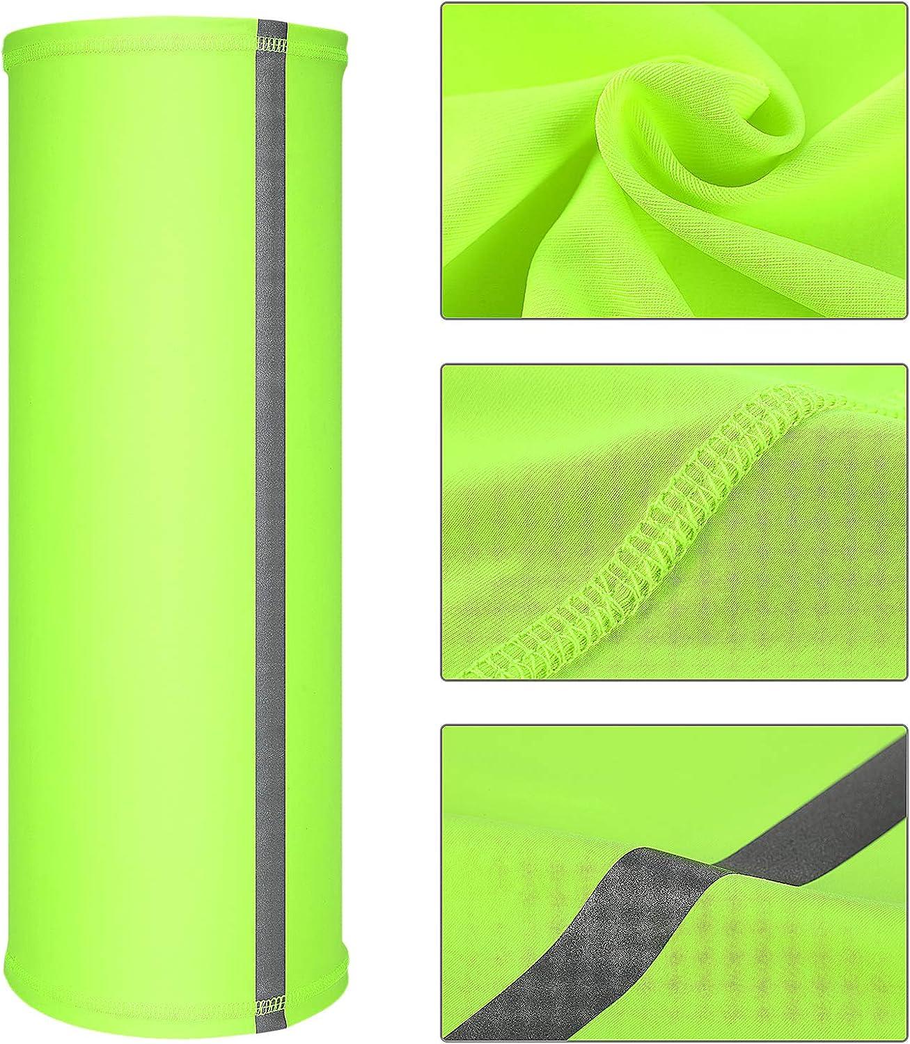 SATINIOR 4 Pieces Reflective Neck Gaiter Visibility Neon Safety Bandana  Wind Dust UV Protection Scarf Bandanas Green