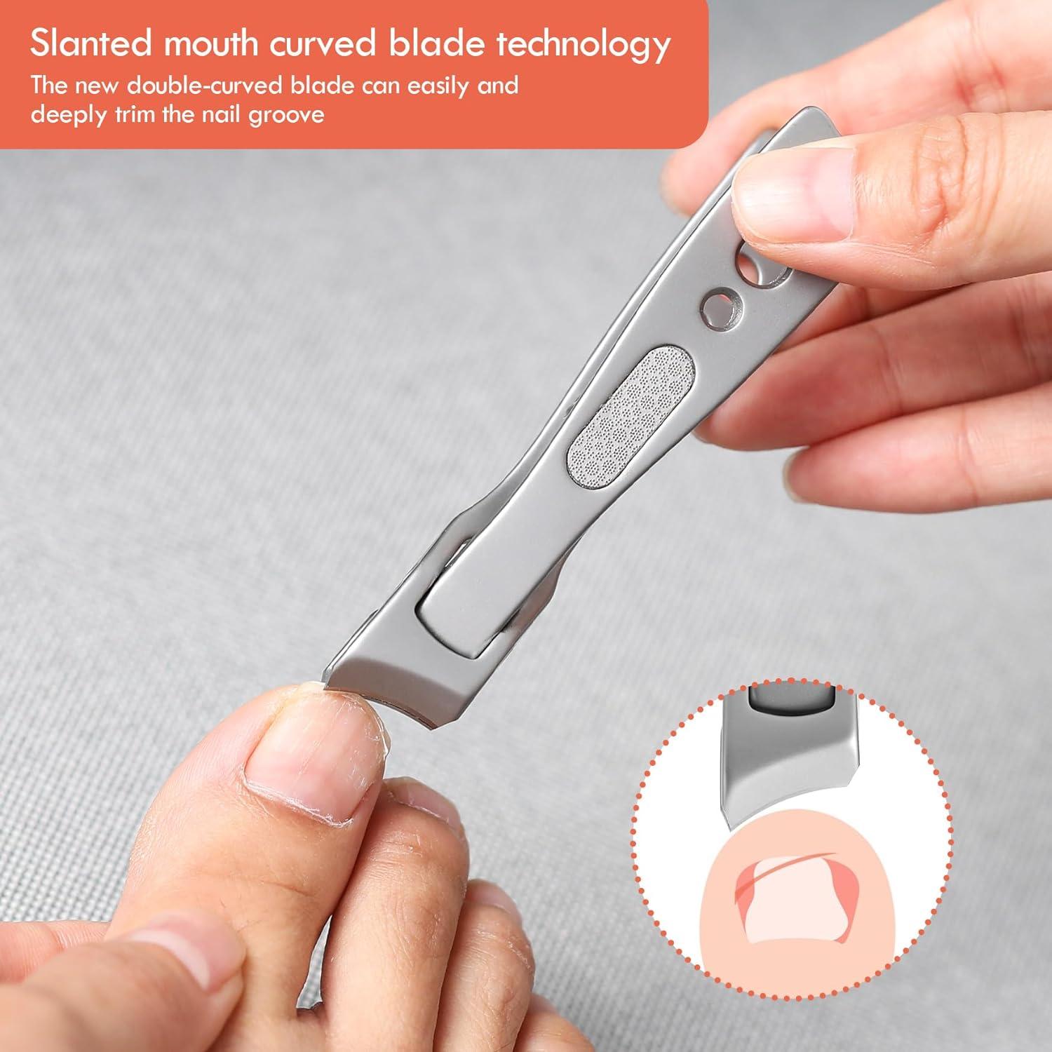 BEZOX Ingrown & Thick Nail Clipper with Slant Curved Blade