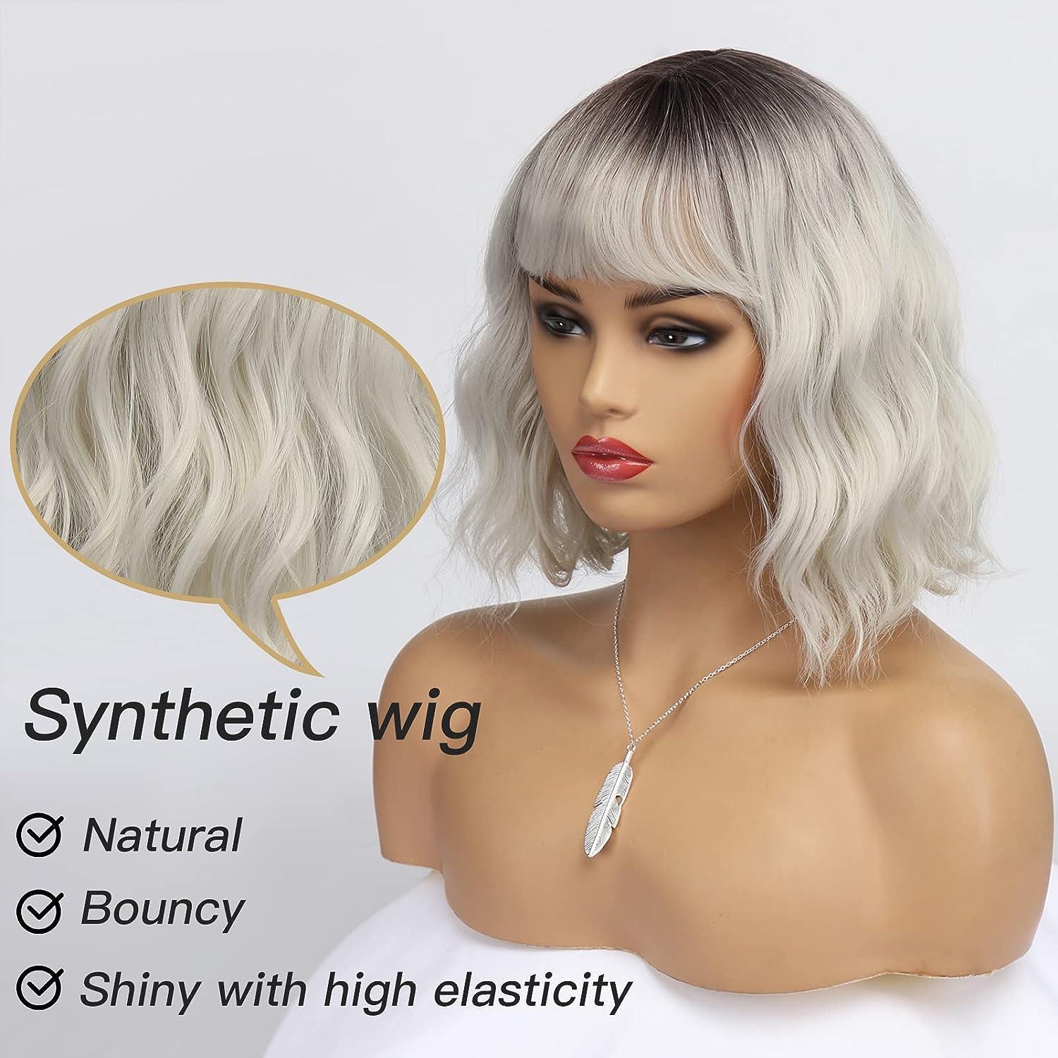 Handsome Men Ombre Silver Grey Full Wigs Short Straight Hair