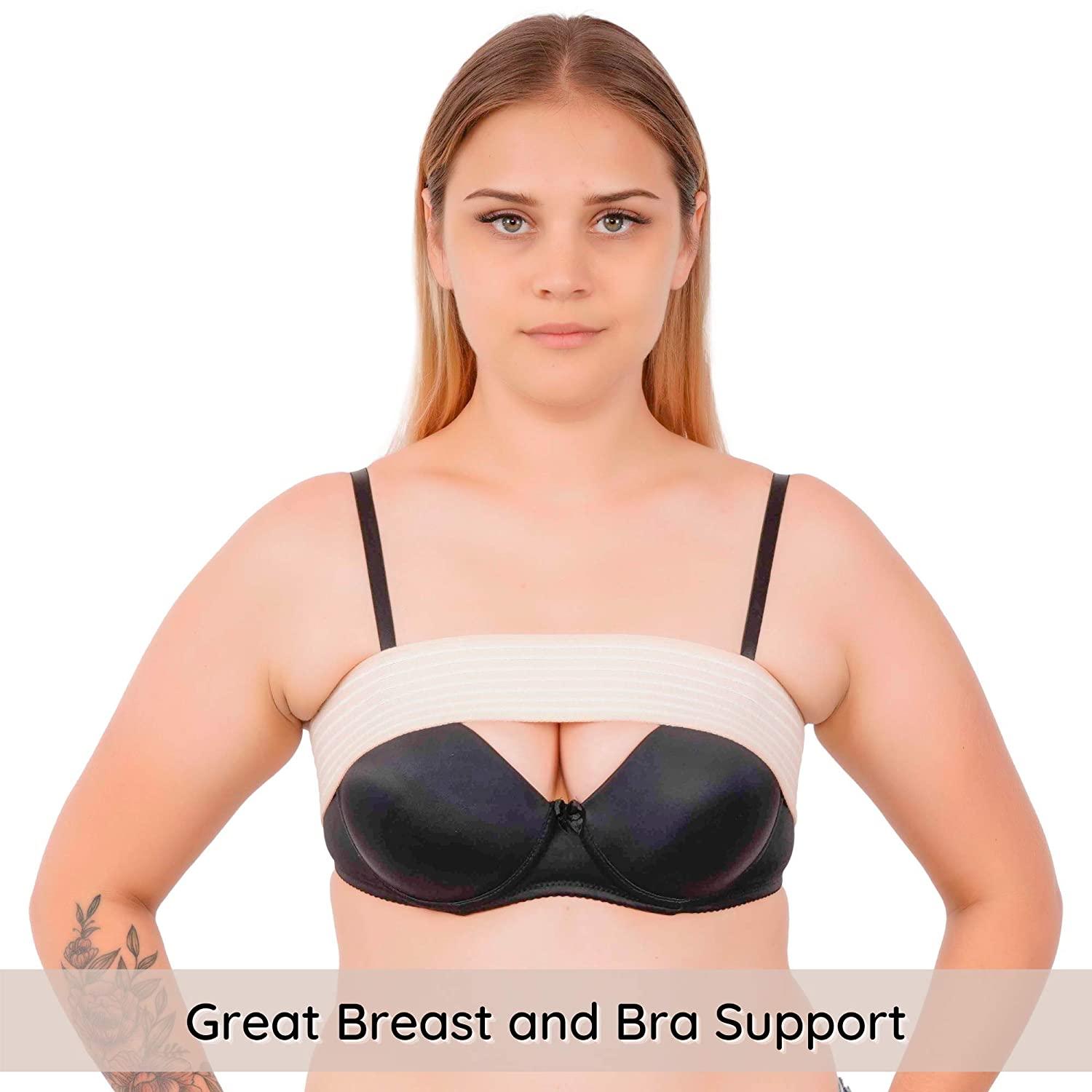  Post Surgical Breast Implant Stabilizer and Compression Band,  Breast Support Band, Chest Belt, Adjustable Extra Sport Bra Strap, One Size  Fits All (Black) : ביגוד, נעליים ותכשיטים